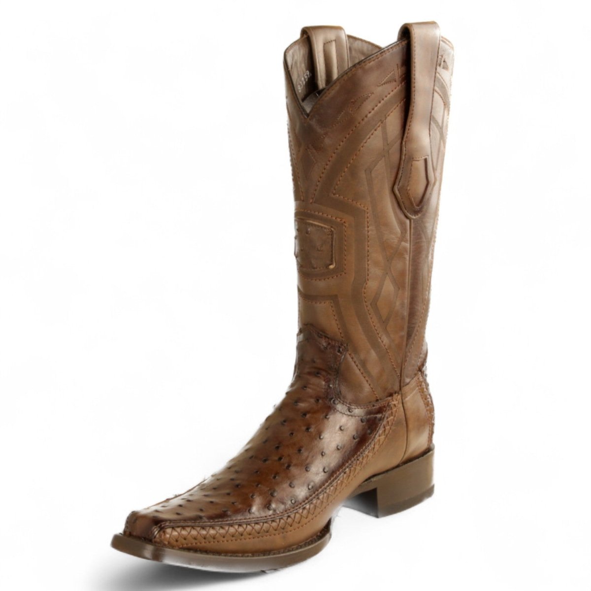 Botas de Avestruz Original Punta Cuadrada Europea Color Cafe Difuminado - Los Altos Boots - Los Altos Boots