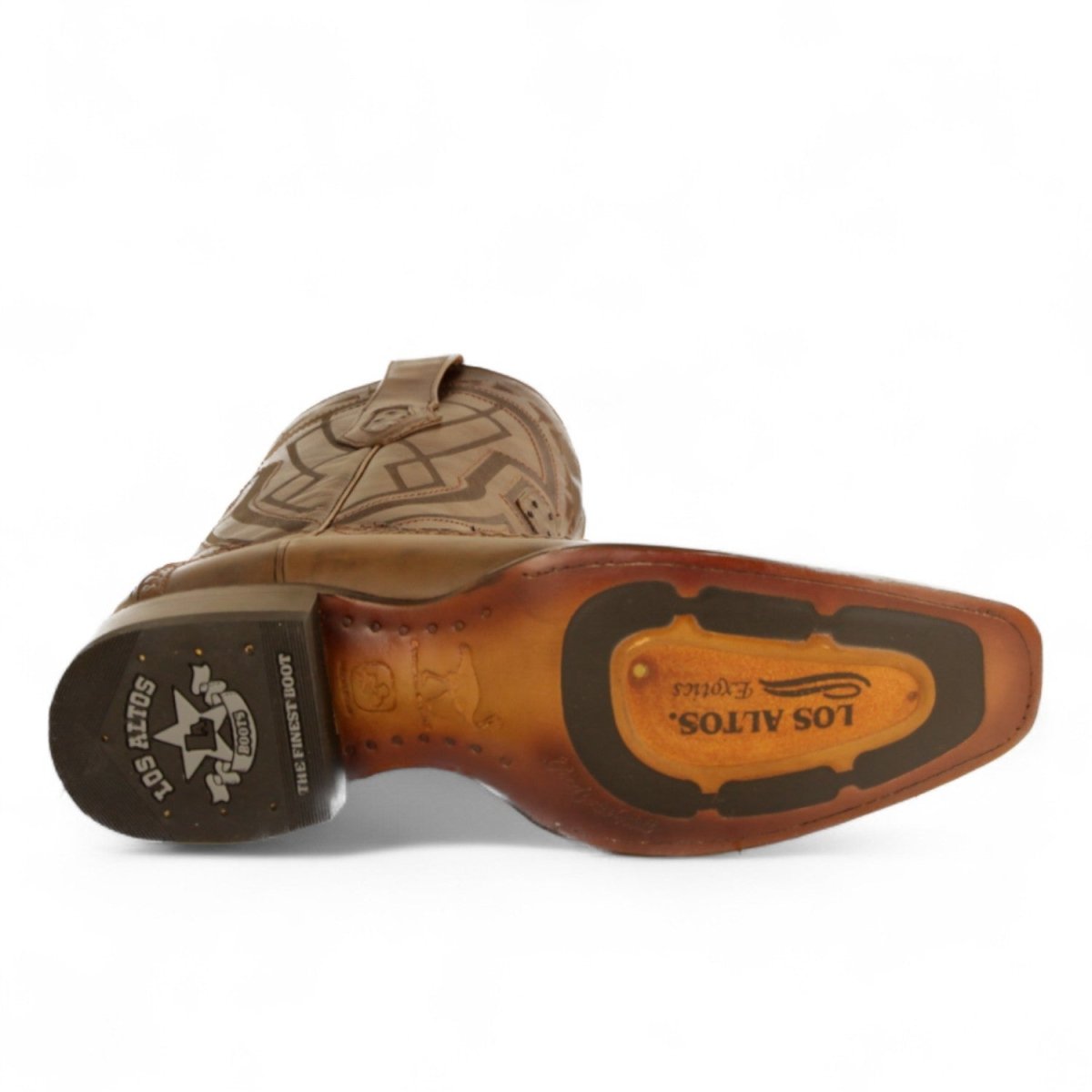 Botas de Avestruz Original Punta Cuadrada Europea Color Cafe Difuminado - Los Altos Boots - Los Altos Boots