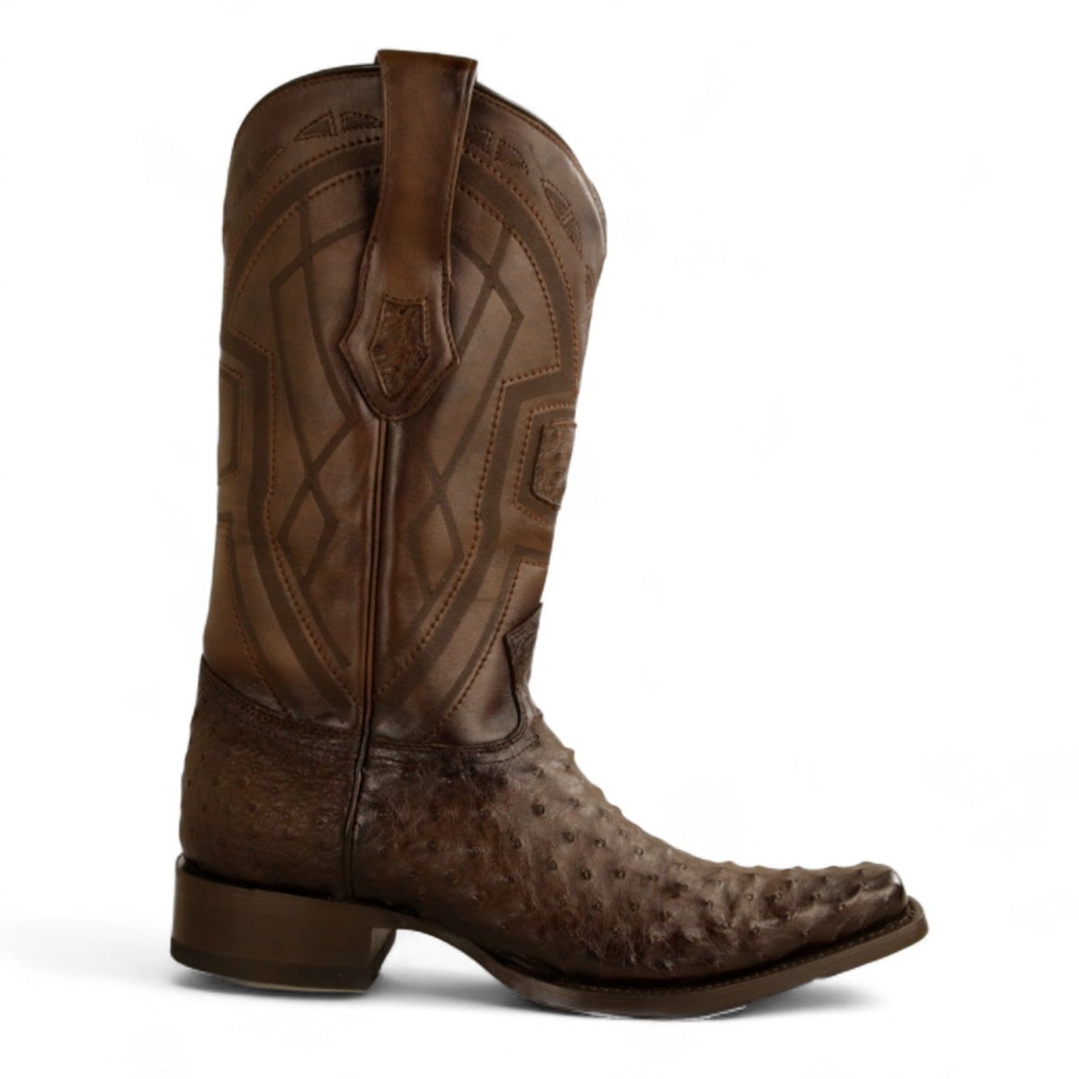 Botas de Avestruz Original Punta Cuadrada Europea Color Cafe Difuminado - Los Altos Boots - Los Altos Boots