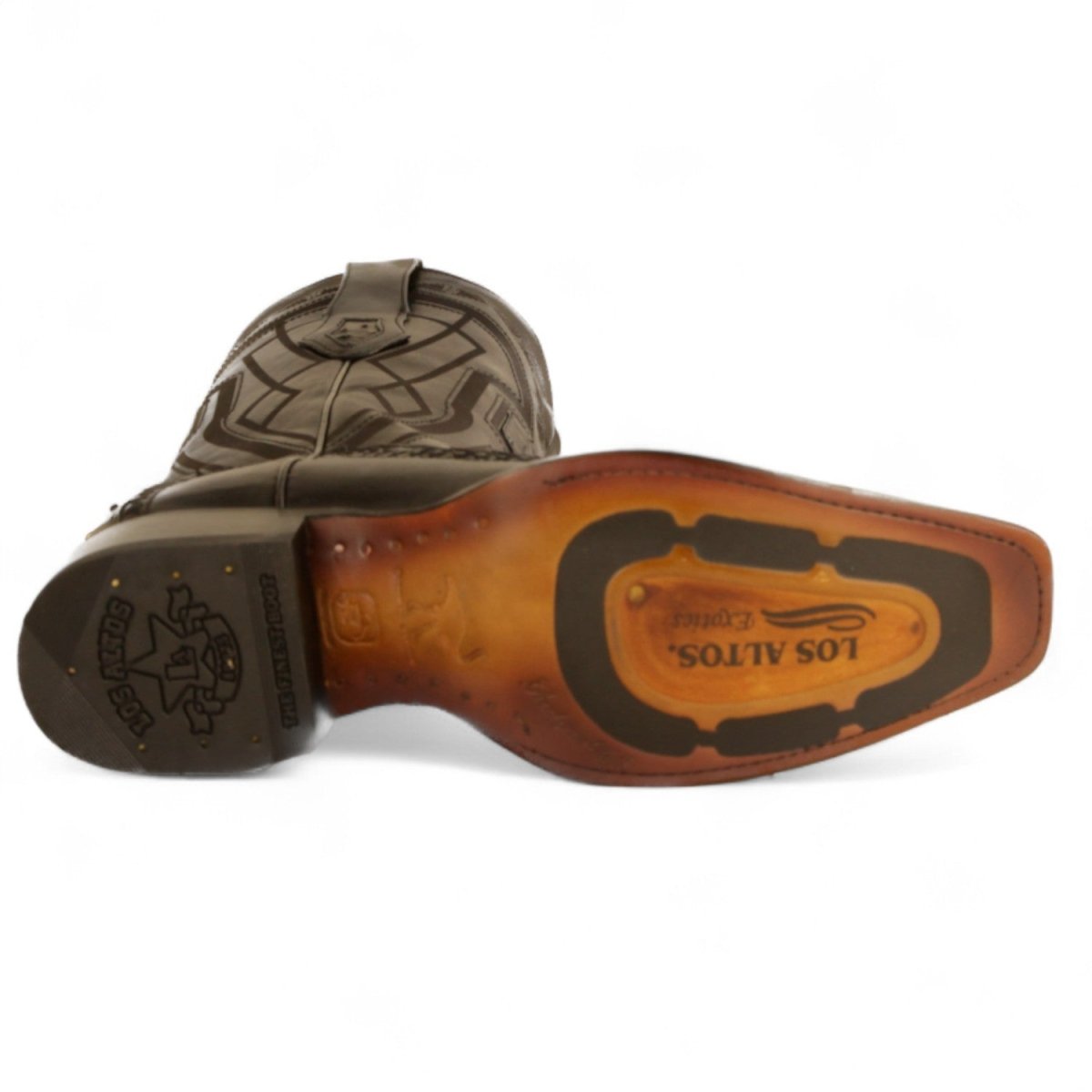 Botas de Avestruz Original Punta Cuadrada Europea Color Negro - Los Altos Boots - Los Altos Boots