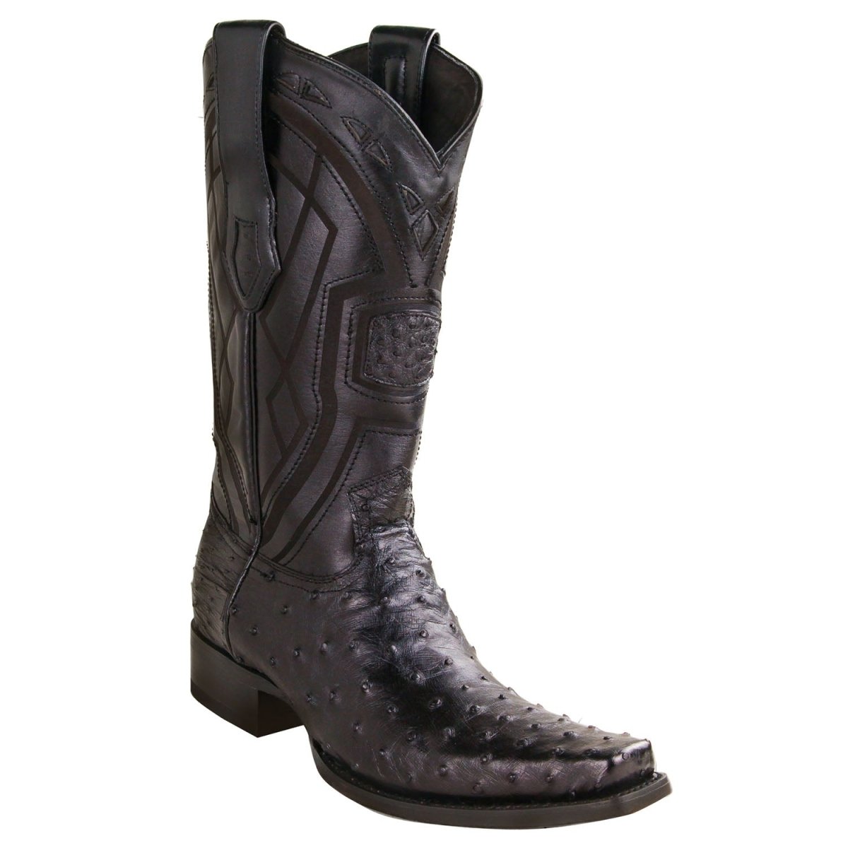 Botas de Avestruz Original Punta Cuadrada Europea Color Cafe Difuminado - Los Altos Boots