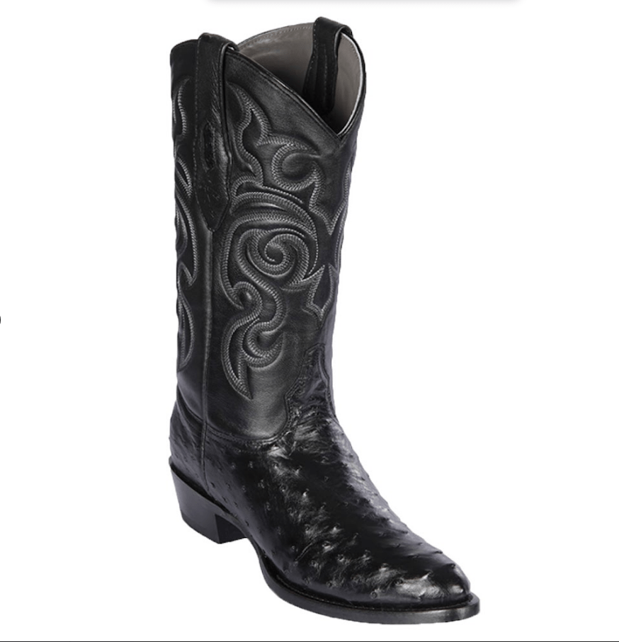 Genuine Ostrich Boots Round Toe Black Color - Los Altos Boots Side view