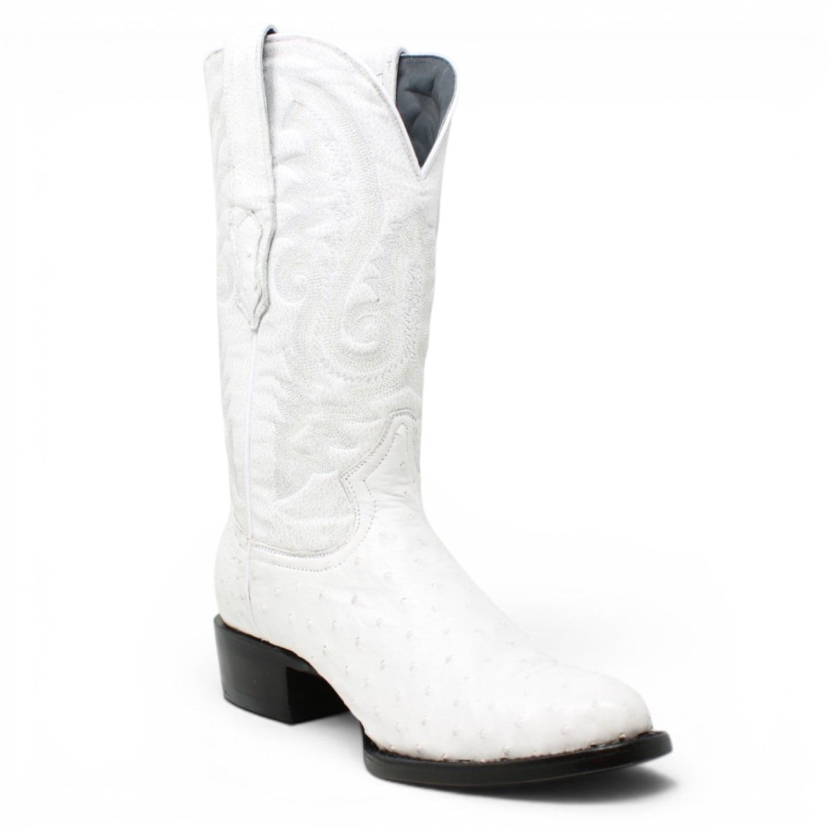 Botas de Avestruz Original Punta Rendonda Color Winter White - Tanner Mark Boots - Tanner Mark Boots