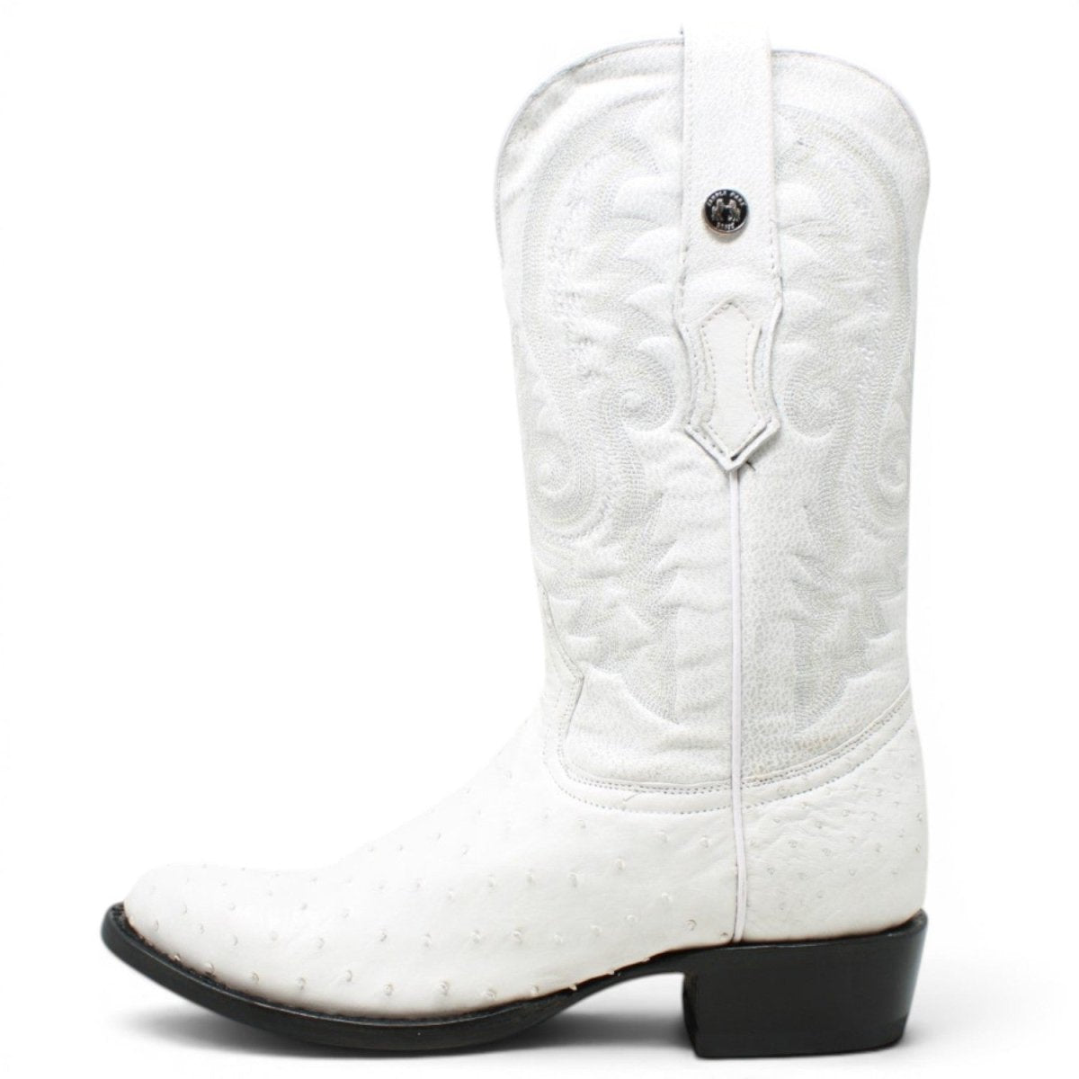 Botas de Avestruz Original Punta Rendonda Color Winter White - Tanner Mark Boots - Tanner Mark Boots