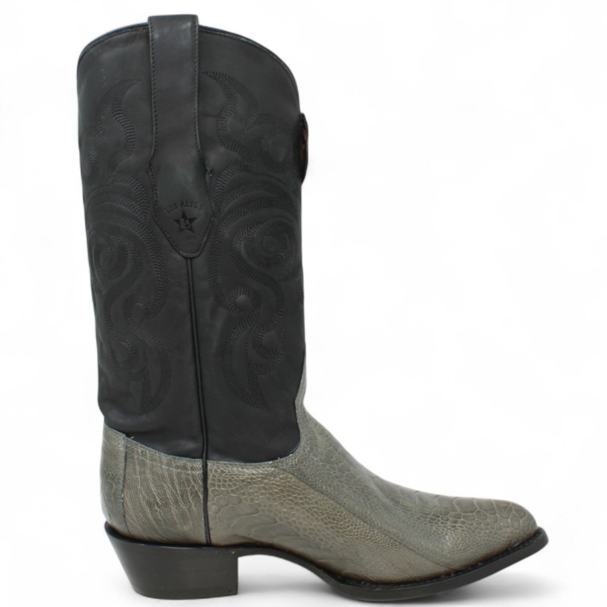Botas de Avestruz Pata Original Horma Puntal Color Gris - Los Altos Boots - Los Altos Boots