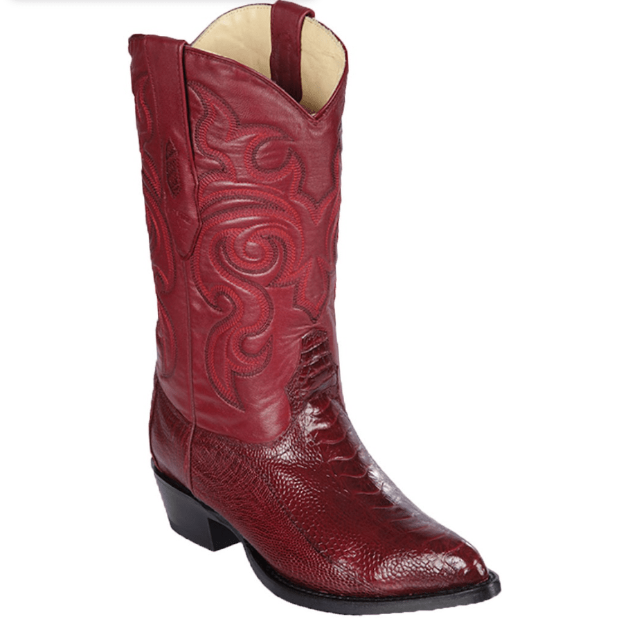 Botas de Avestruz Pata Original Horma Puntal Color Vino - Los Altos Boots - Los Altos Boots