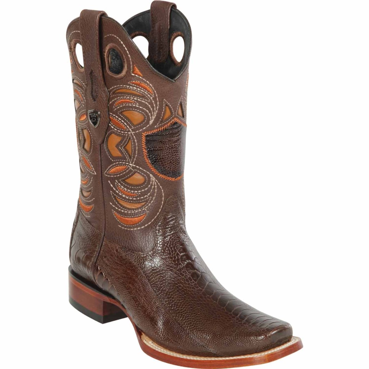 Botas de Avestruz Original Punta Rodeo Cuadrada Color Gris - Wild West Boots main image 1