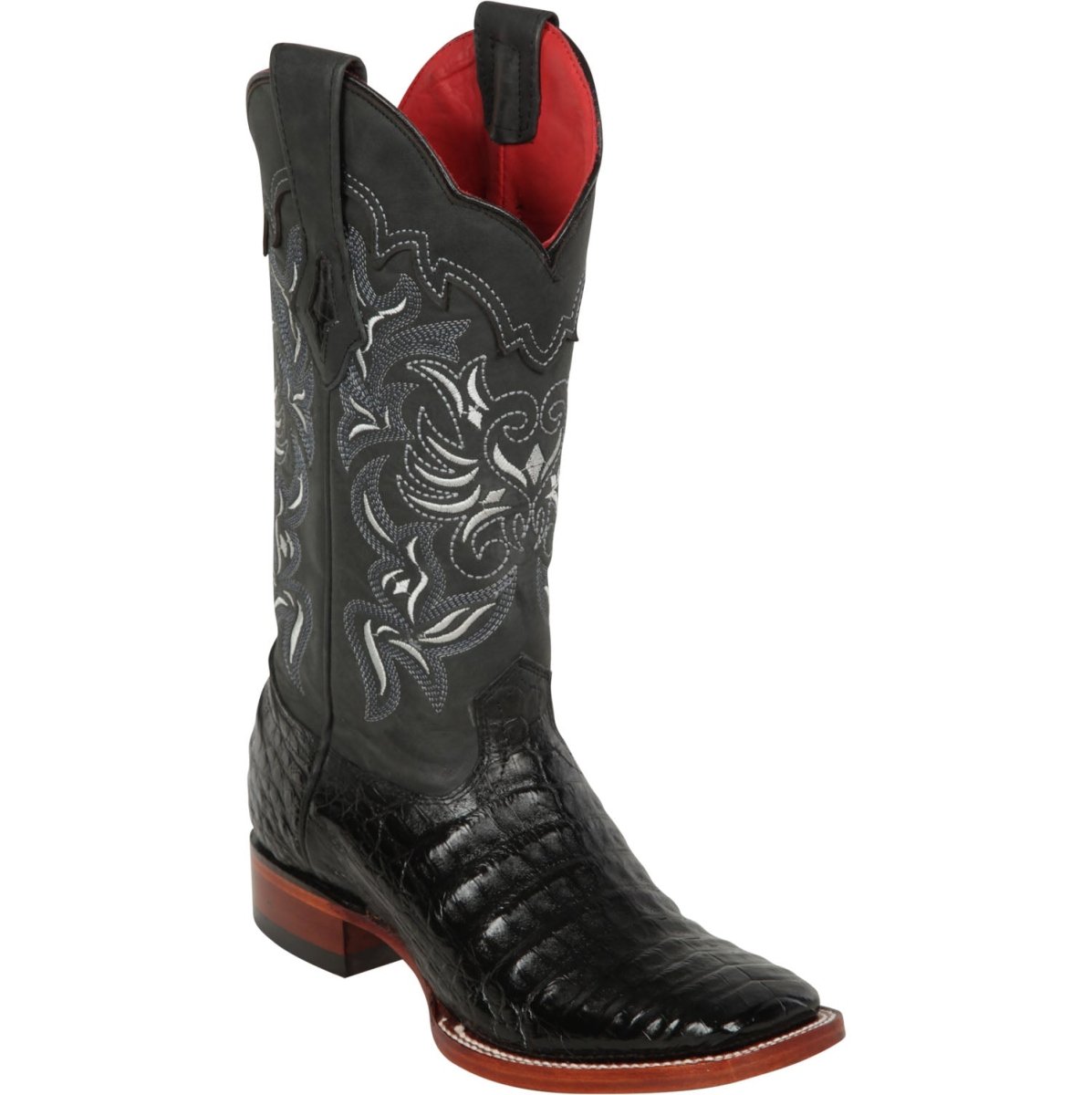 Botas de Panza de Caiman Original Punta Europea Color Negro Rojizo - Los Altos Boots main image 1