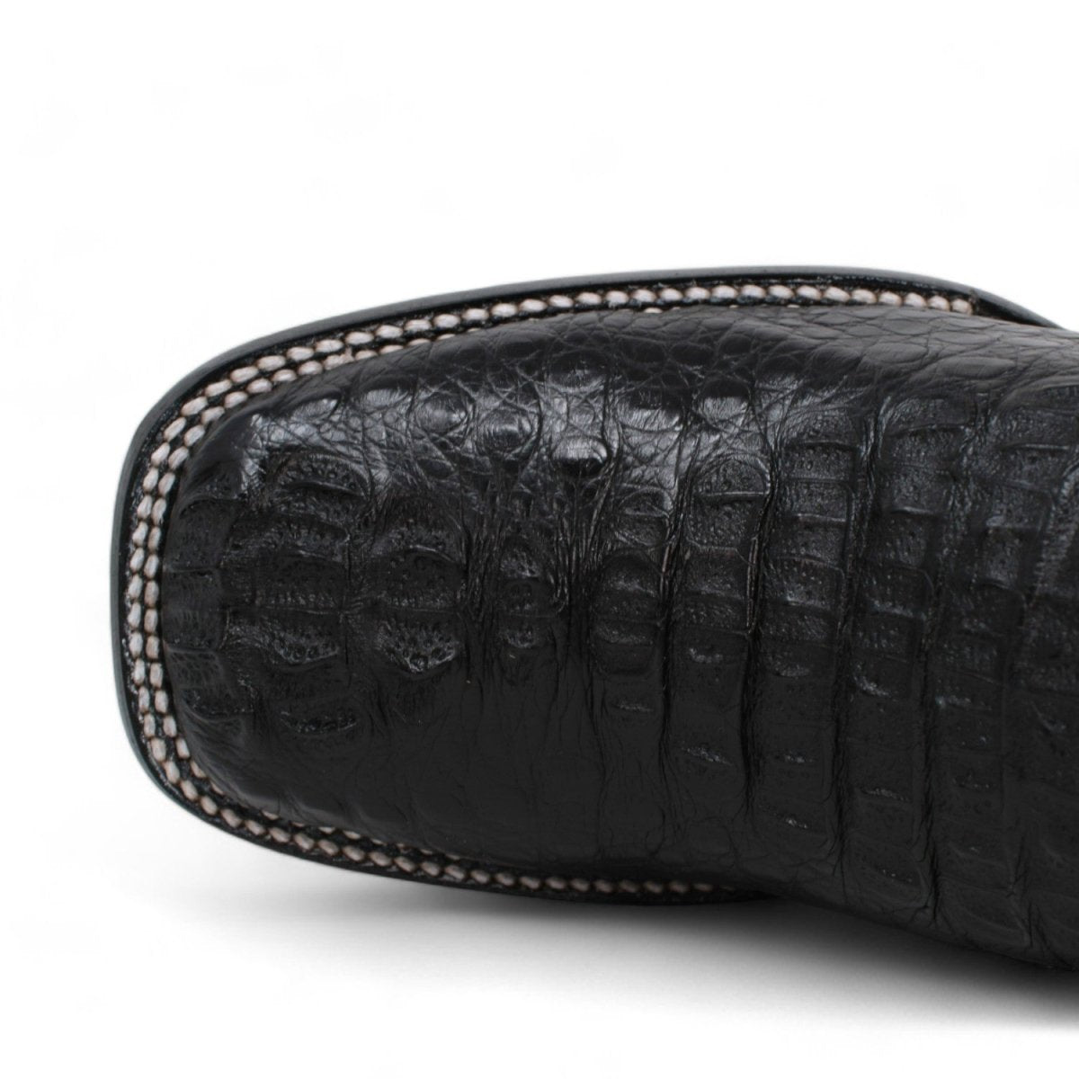 Genuine Crocodile Caiman Hornback Wide Square Toe Boots Black Color - Wild West Boots toe