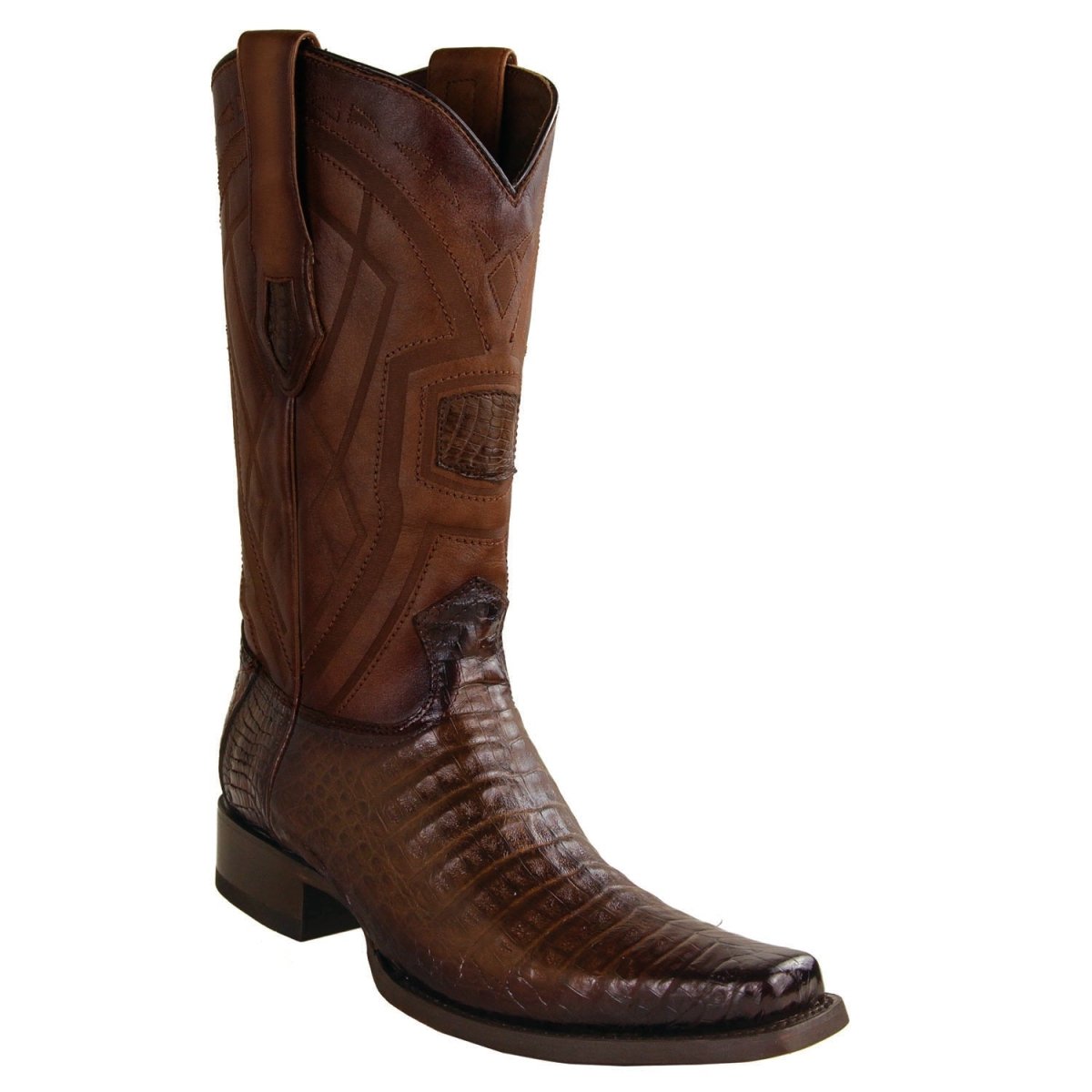 Botas de Cocodrilo Caiman Panza Horma Cuadrada Ancha Color Cafe main image 1