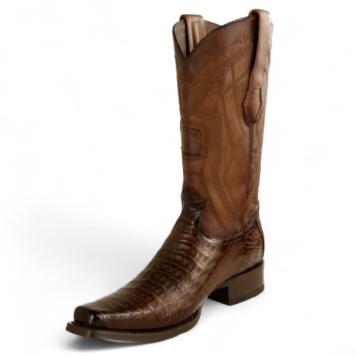 Botas de Cocodrilo Caiman Original Punta Cuadrada Europea Color Cafe Difuminado - Los Altos Boots - Los Altos Boots