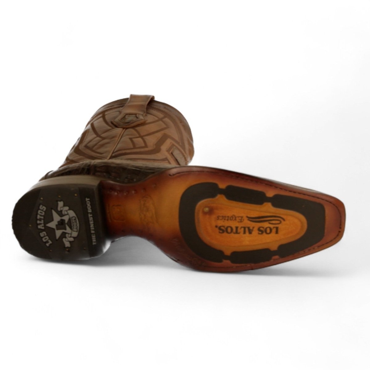 Botas de Cocodrilo Caiman Original Punta Cuadrada Europea Color Cafe Difuminado - Los Altos Boots - Los Altos Boots