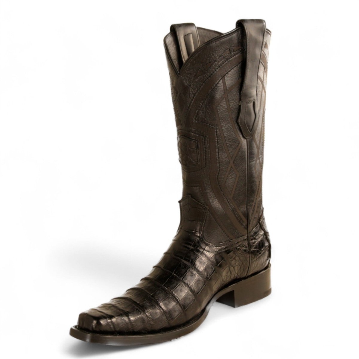 Botas de Cocodrilo Caiman Original Punta Cuadrada Europea Color Negro - Los Altos Boots - Los Altos Boots