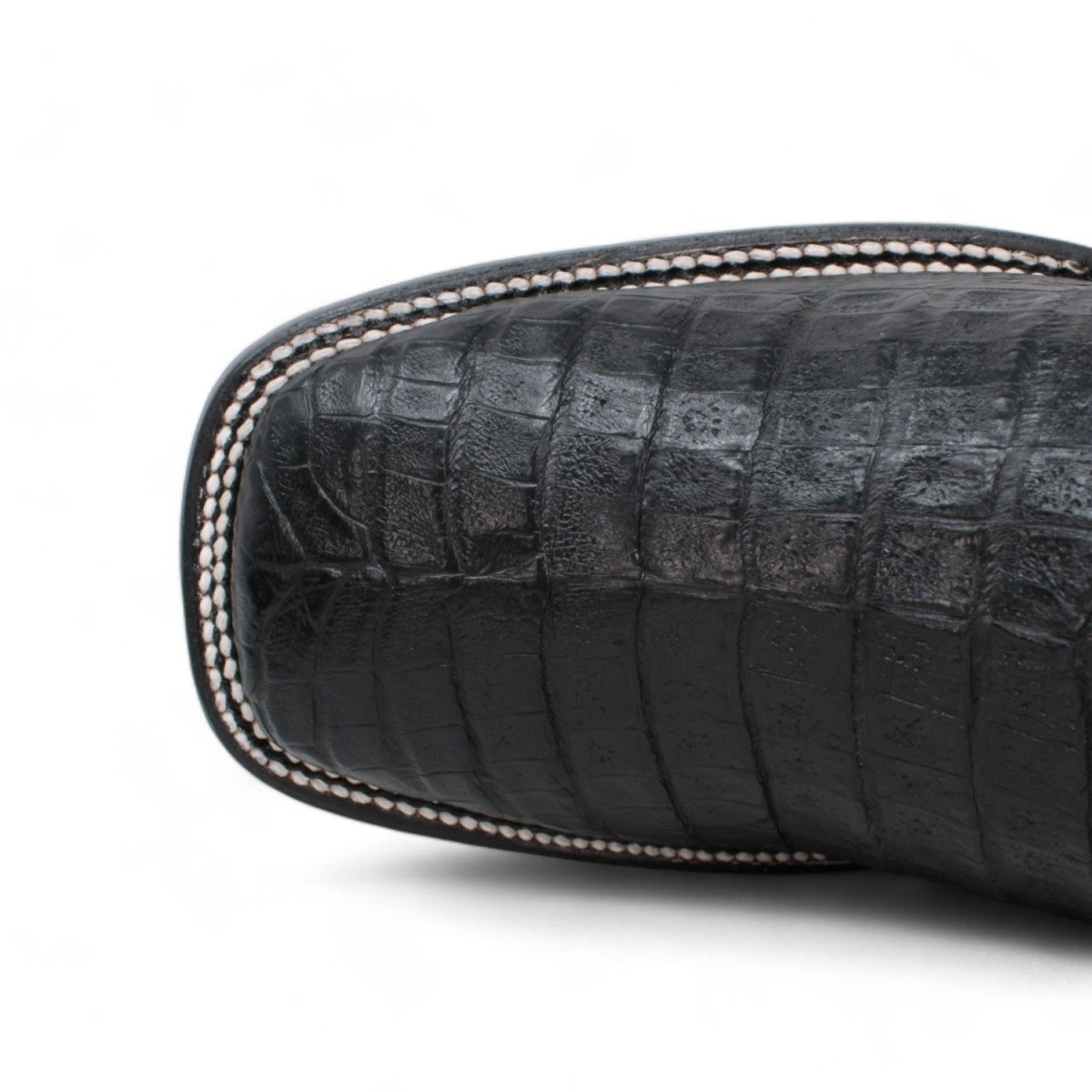Genuine Crocodile Caiman Belly Wide Square Toe Boots Black Color - Wild West Boots toe