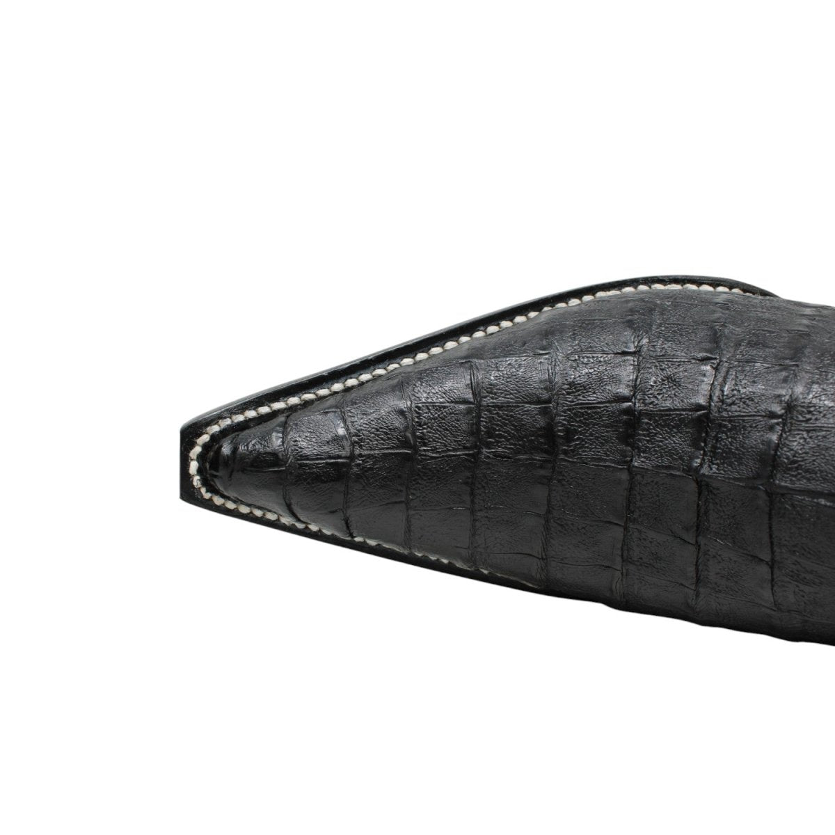 Western Genuine Caiman 3X Toe boots Black Color - Wild West Boots - Toe View