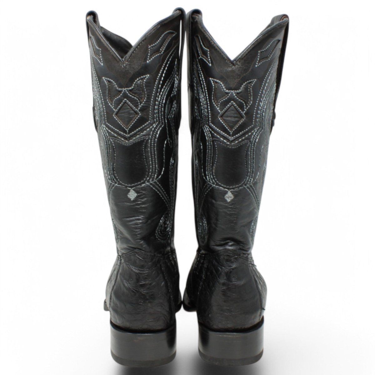 Western Genuine Caiman 3X Toe boots Black Color - Wild West Boots - Back View