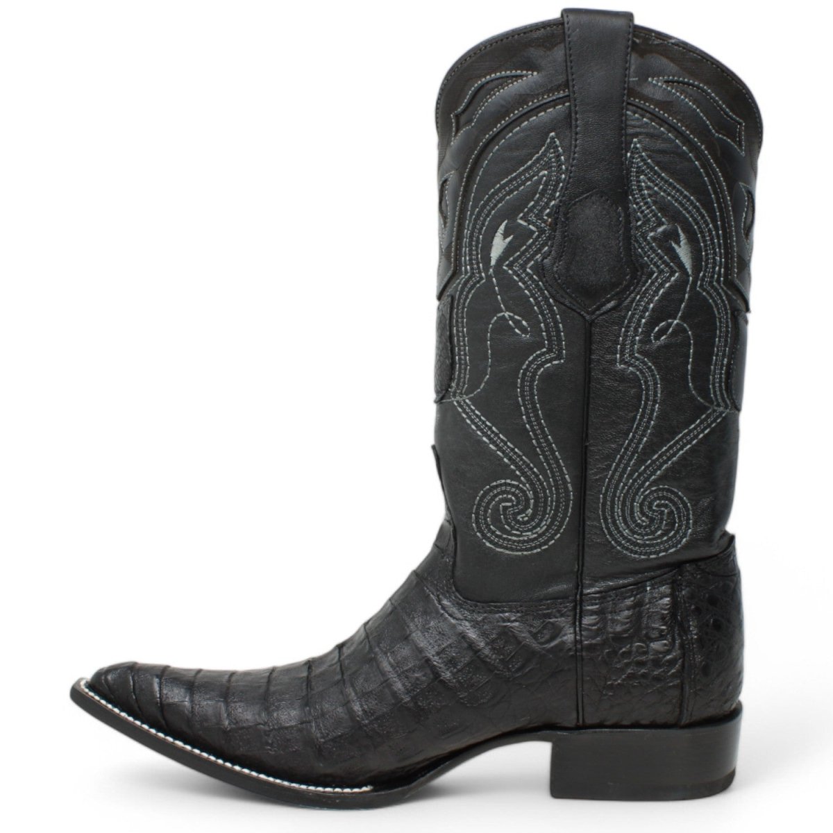 Western Genuine Caiman 3X Toe boots Black Color - Wild West Boots - Left Side View