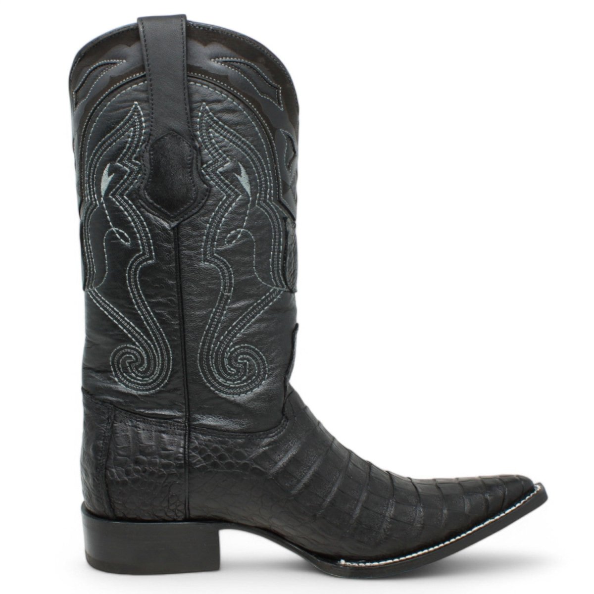 Western Genuine Caiman 3X Toe boots Black Color - Wild West Boots - Right Side View