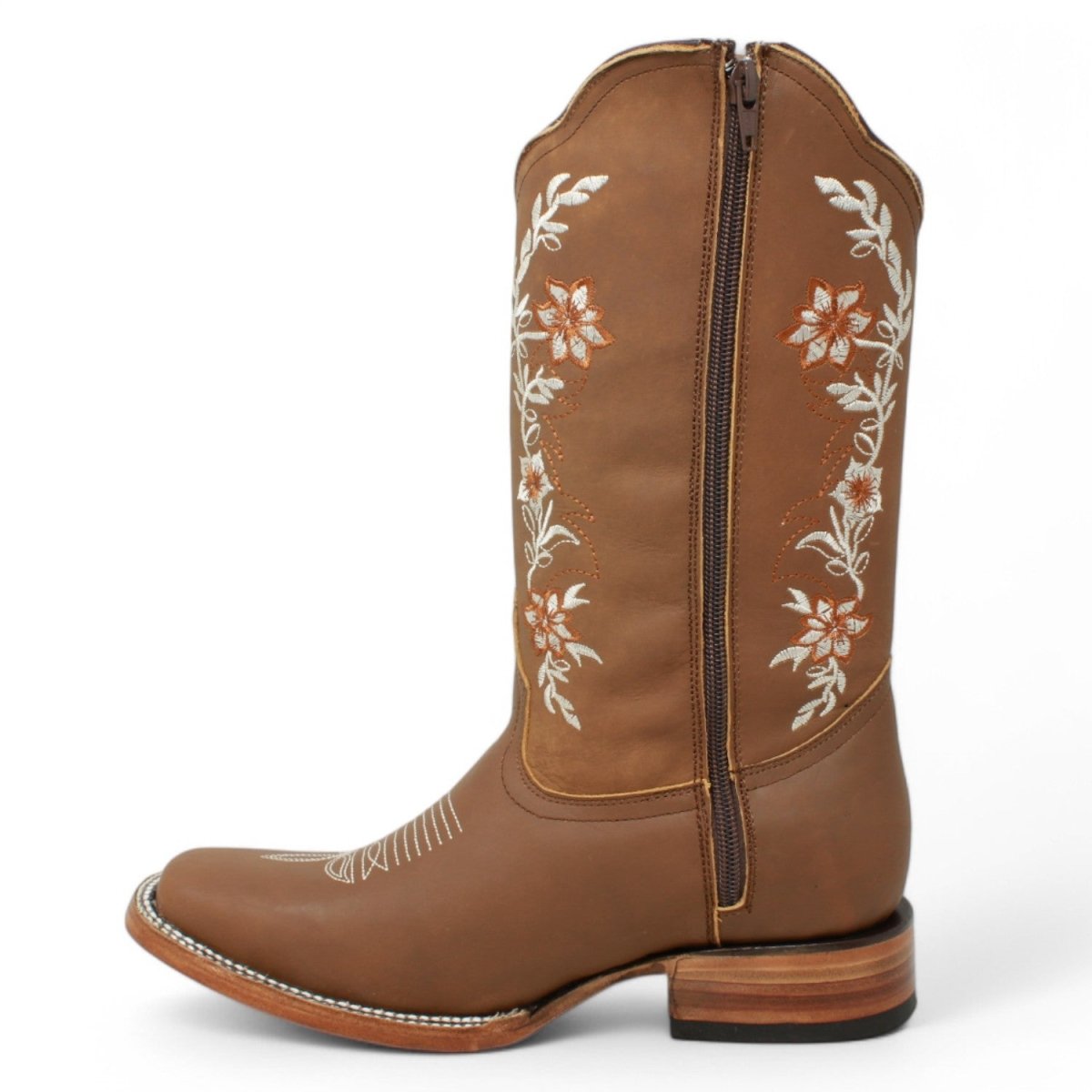 Botas de Cuero Crazy con Flores para Mujer en Rodeo Tan - La Sierra - La Carreta