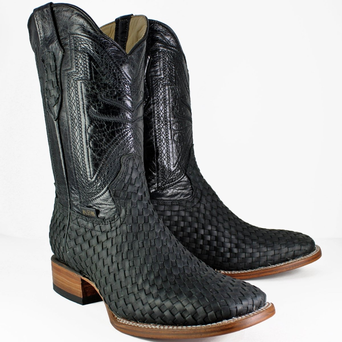 Botas Petalillo de Piel Original Punta Rodeo Cuadrada Color Negro Crazy - El General