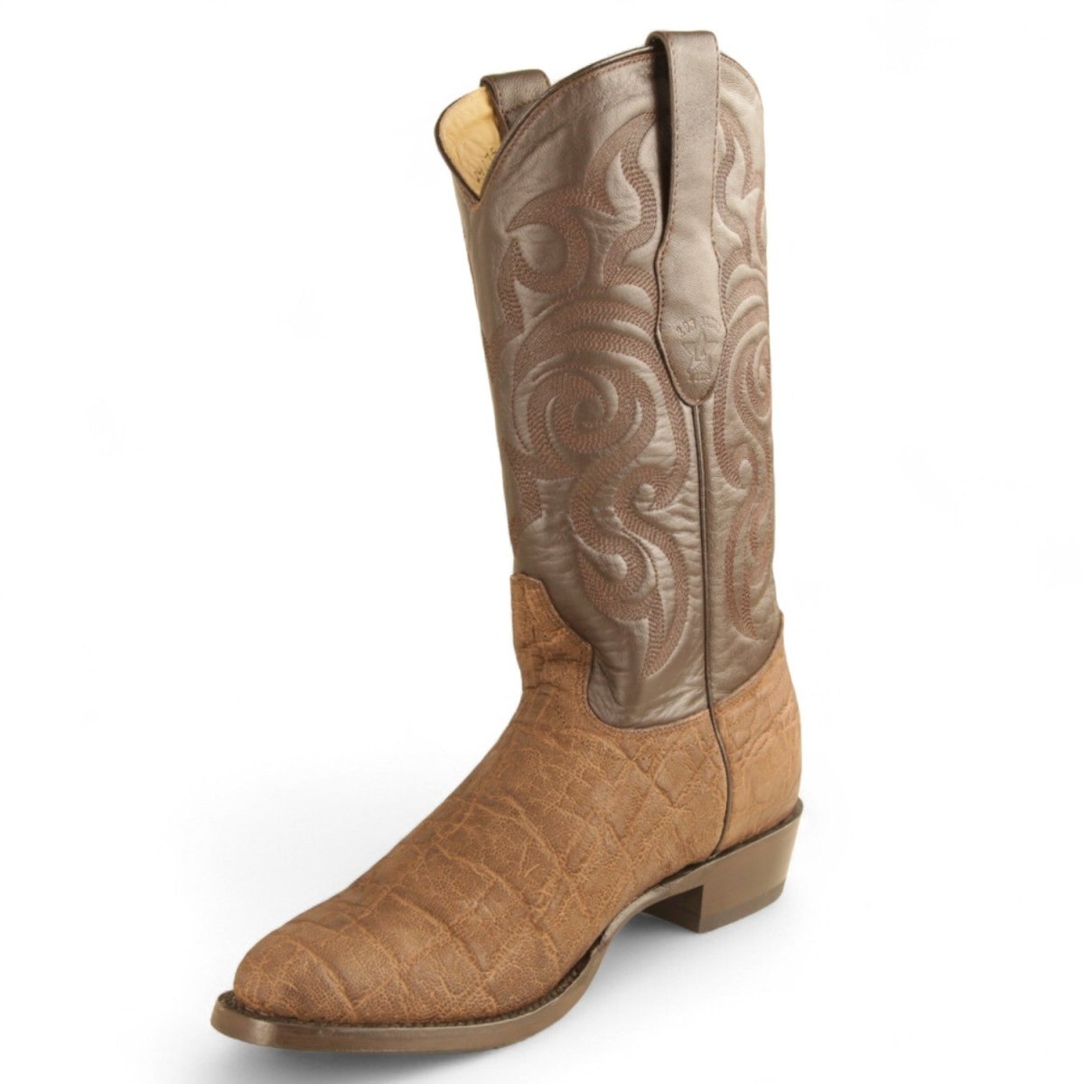 Western Genuine Elephant Boots Round Toe Brown Color - Los Altos Boots side view