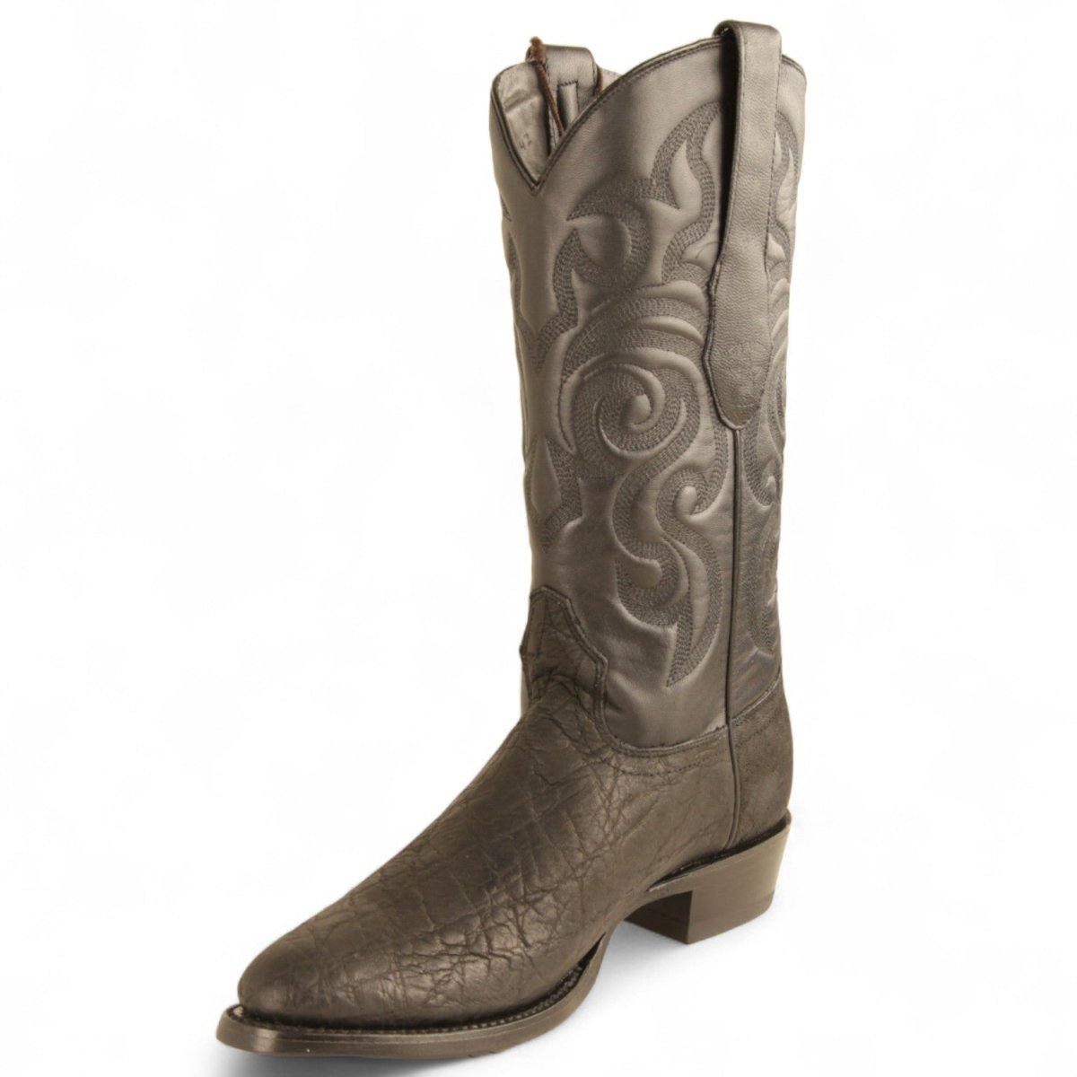 Western Genuine Elephant Boots Round Toe Black Color - Los Altos Boots side view