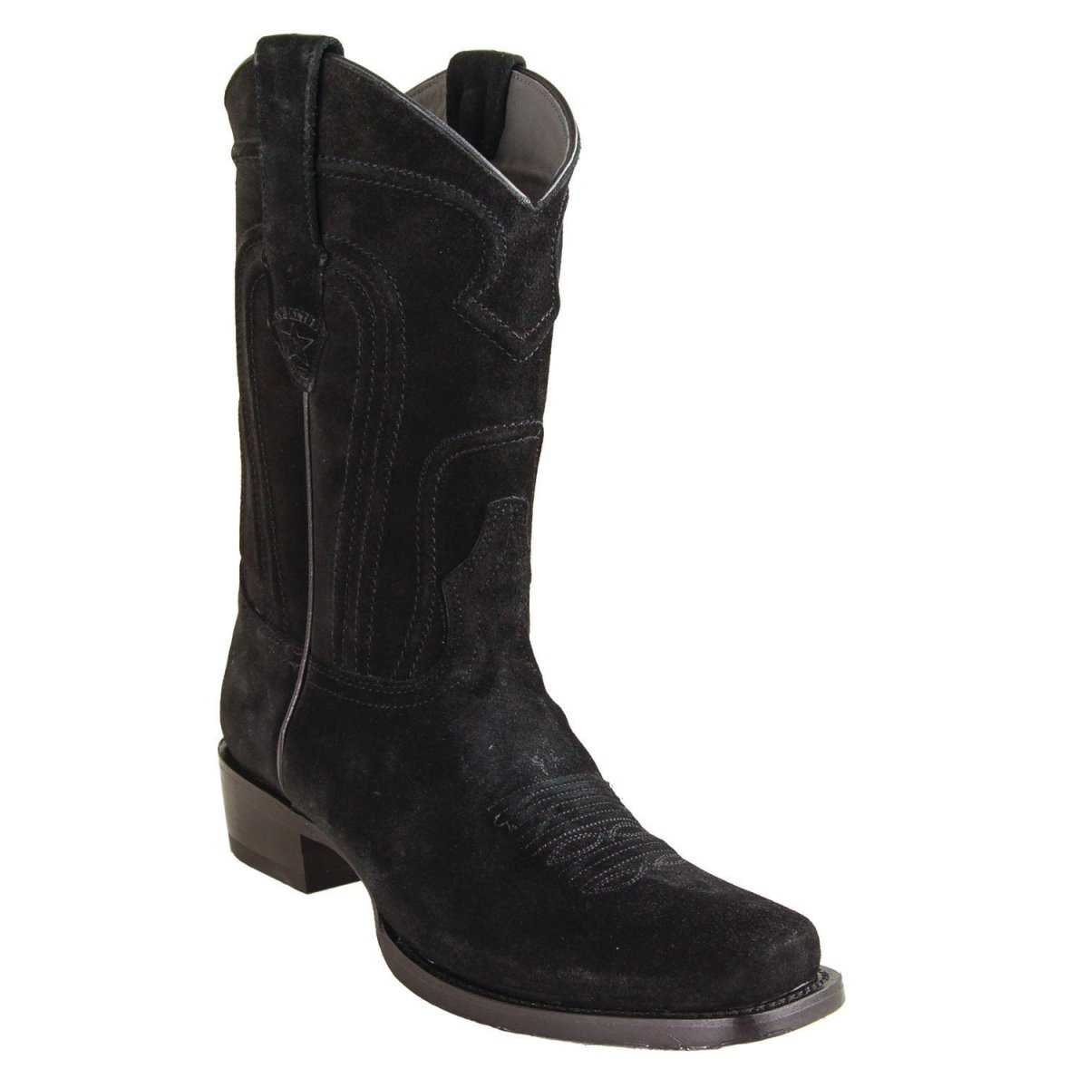 Botas de Gamuza Punta 7 Cuadrada Color Negro - Los Altos Boots - Los Altos Boots