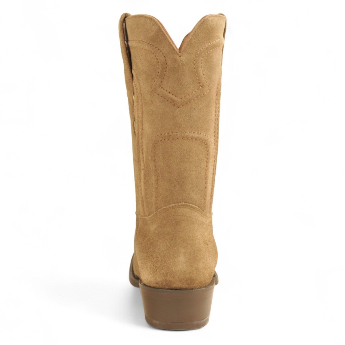 Botas de Gamuza Punta Rodeo Cuadrada Ancha Color Antique Saddle - Los Altos Boots - Los Altos Boots