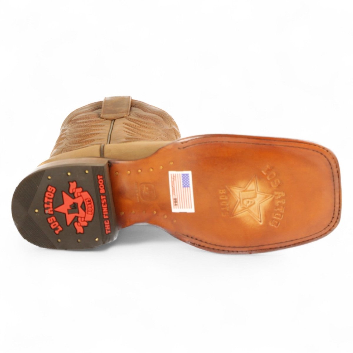 Botas de Gamuza Punta Rodeo Cuadrada Ancha Texas Color Taupe - Los Altos Boots - Los Altos Boots