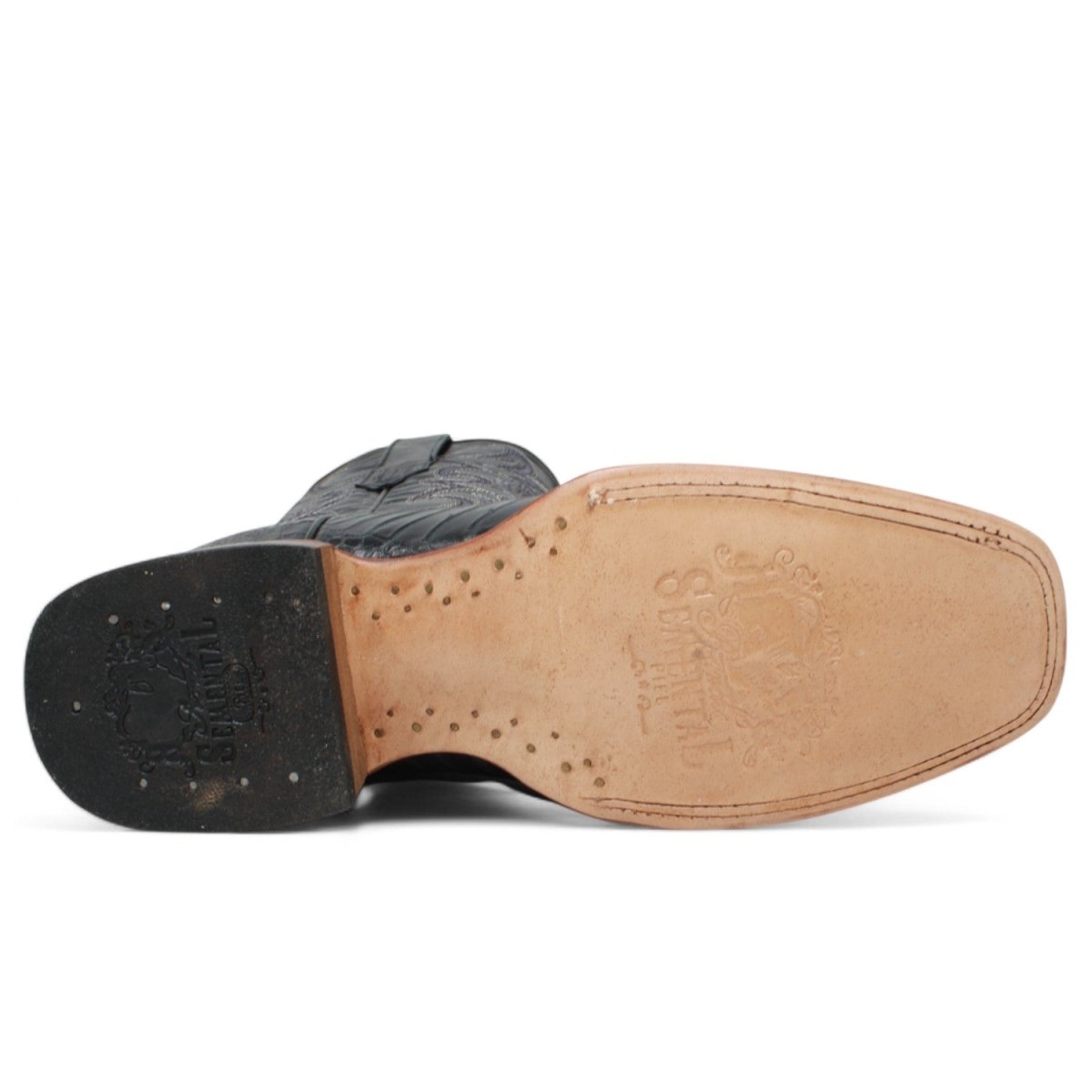 Botas de hombre Horma Cuadrada Pata de Averstruz Grabado Negro - Rancho Semental - Tanner Mark Boots