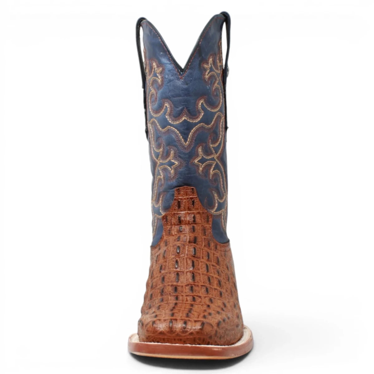Botas de Lomo de Caiman Grabado Punta Cuadrada Color Cognac Matte - Tanner Mark Boots - Tanner Mark Boots