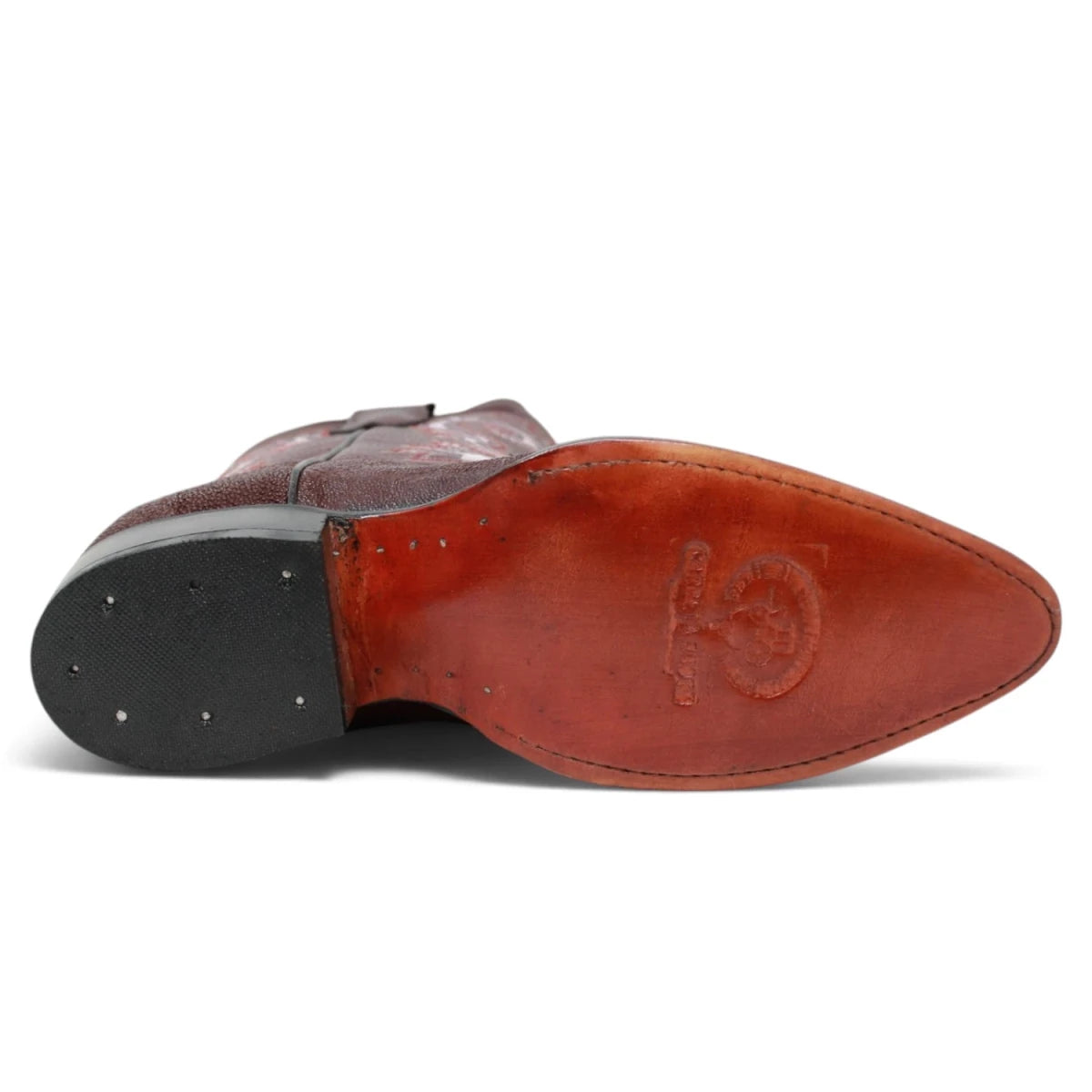 Botas de Mantarraya Grabada Perla Completa Horma Puntal Color Vino - La Carreta - La Carreta