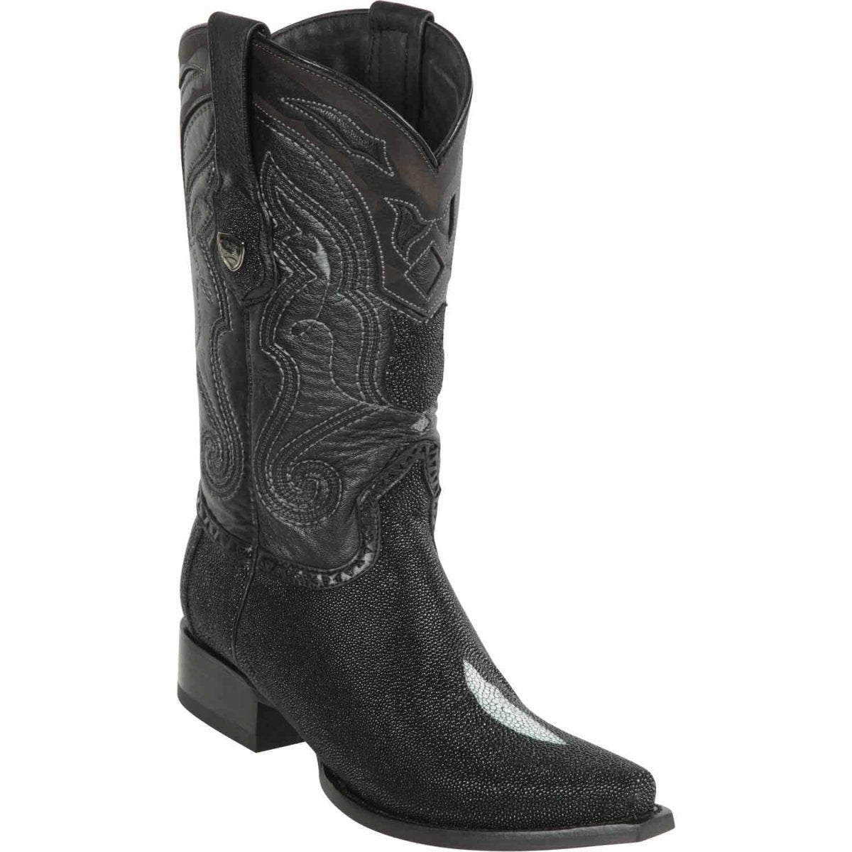 Botas de Mantarraya Perla Sencilla Original Punta Recortada Color Negro - Wild West Boots - Wild West Boots