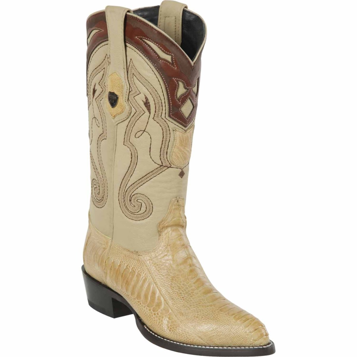 Botas de Avestruz Original Punta Rodeo Cuadrada Color Arena - Wild West Boots main image 1