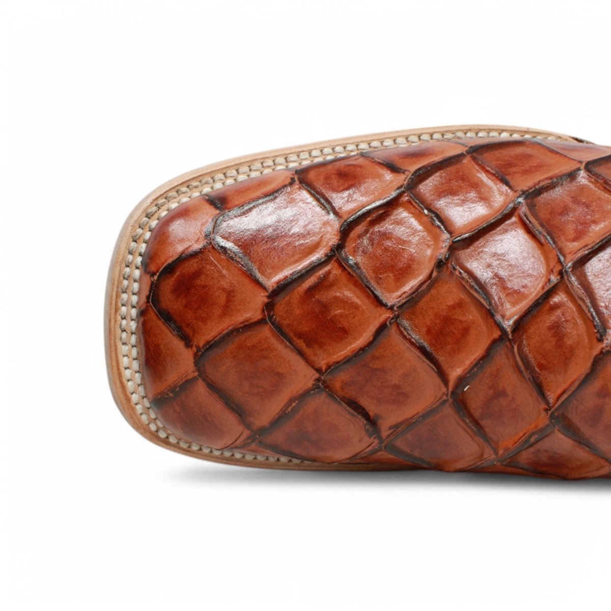 Botas de Pescado Pirarucu Grabado en Horma Rodeo Cuadrada WD - 293 - White Diamonds Boots