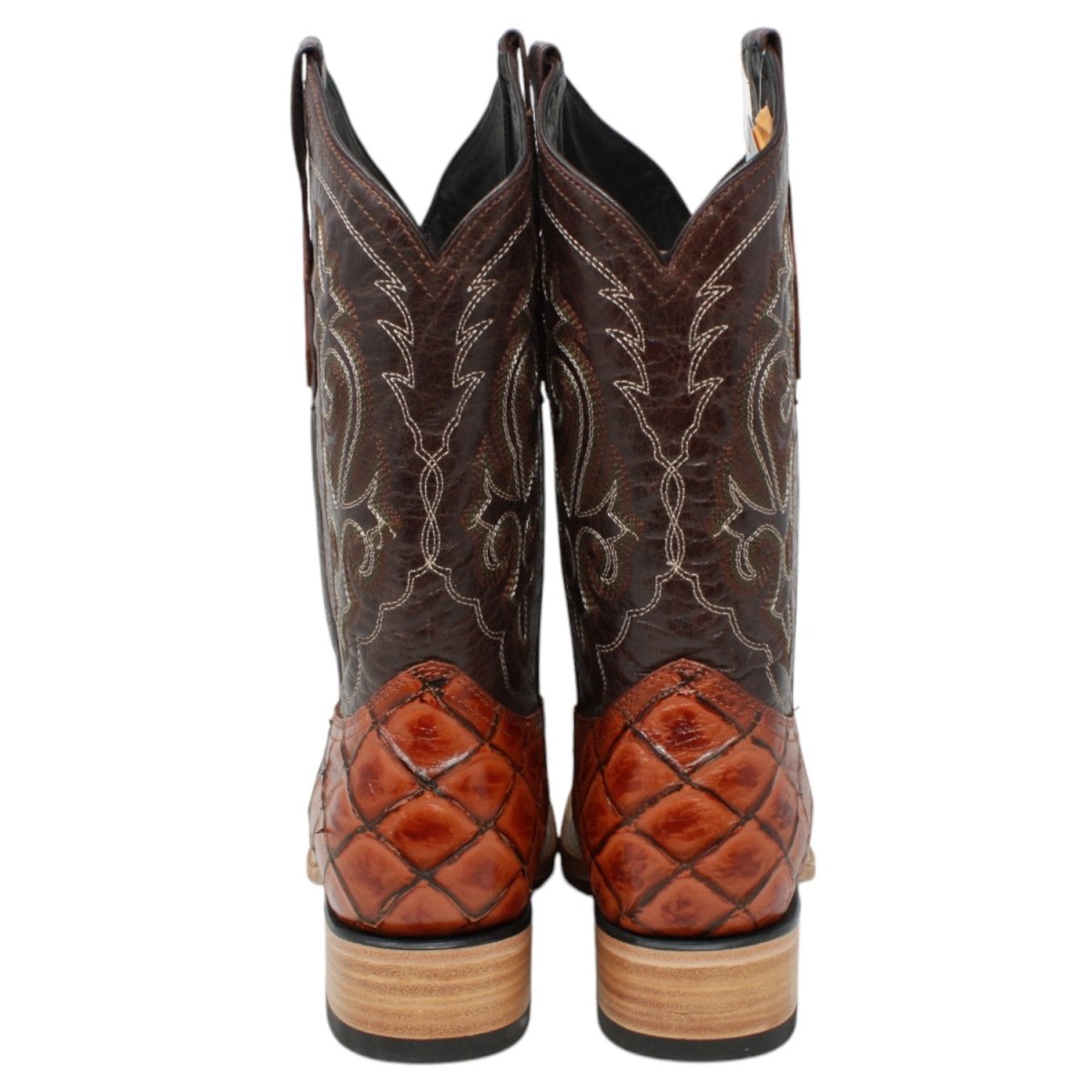 Botas de Pescado Pirarucu Grabado en Horma Rodeo Cuadrada WD - 293 - White Diamonds Boots