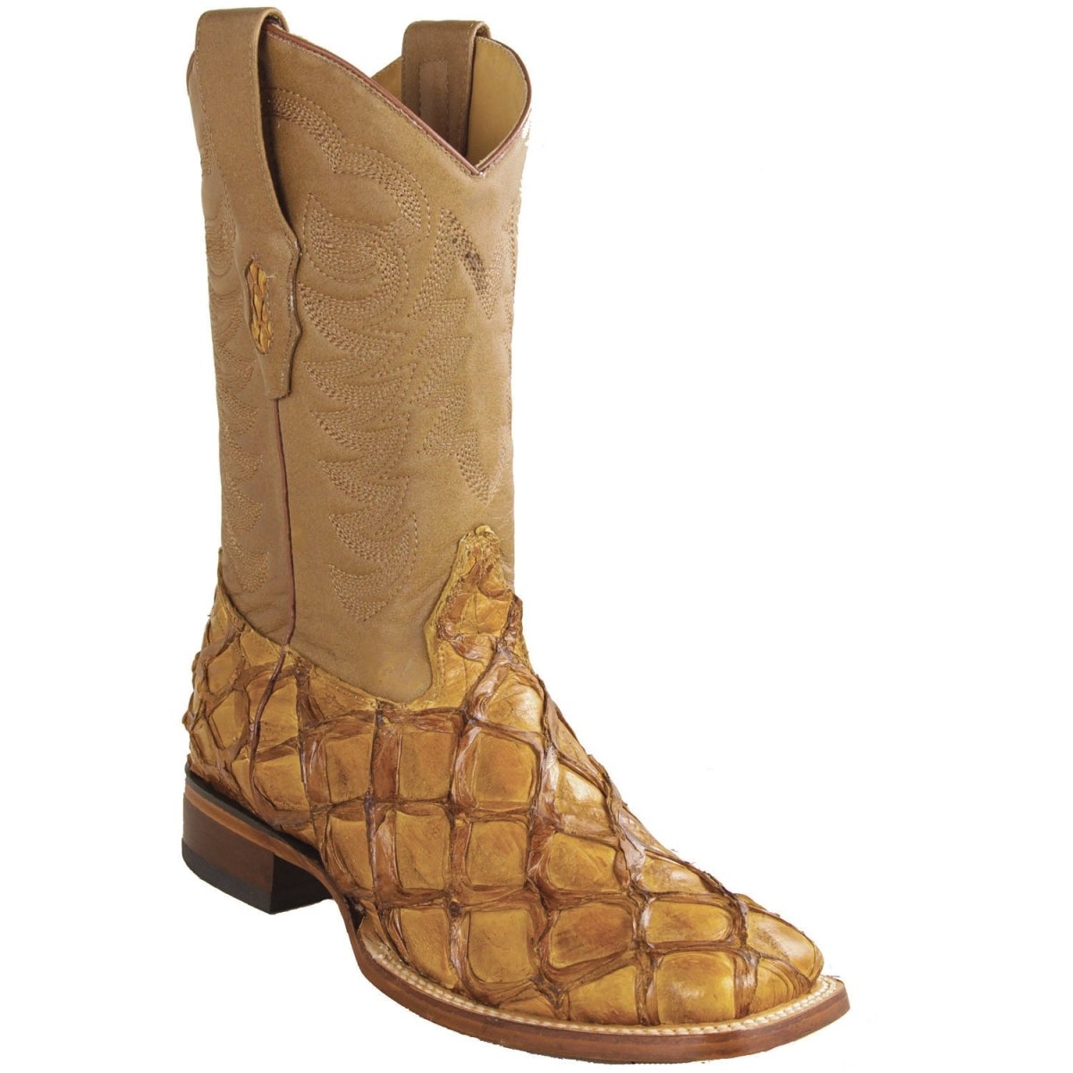 Wide Square Rodeo Toe Exotic Pirarucu Boots Oryx Color - Los Altos Boots - Side View