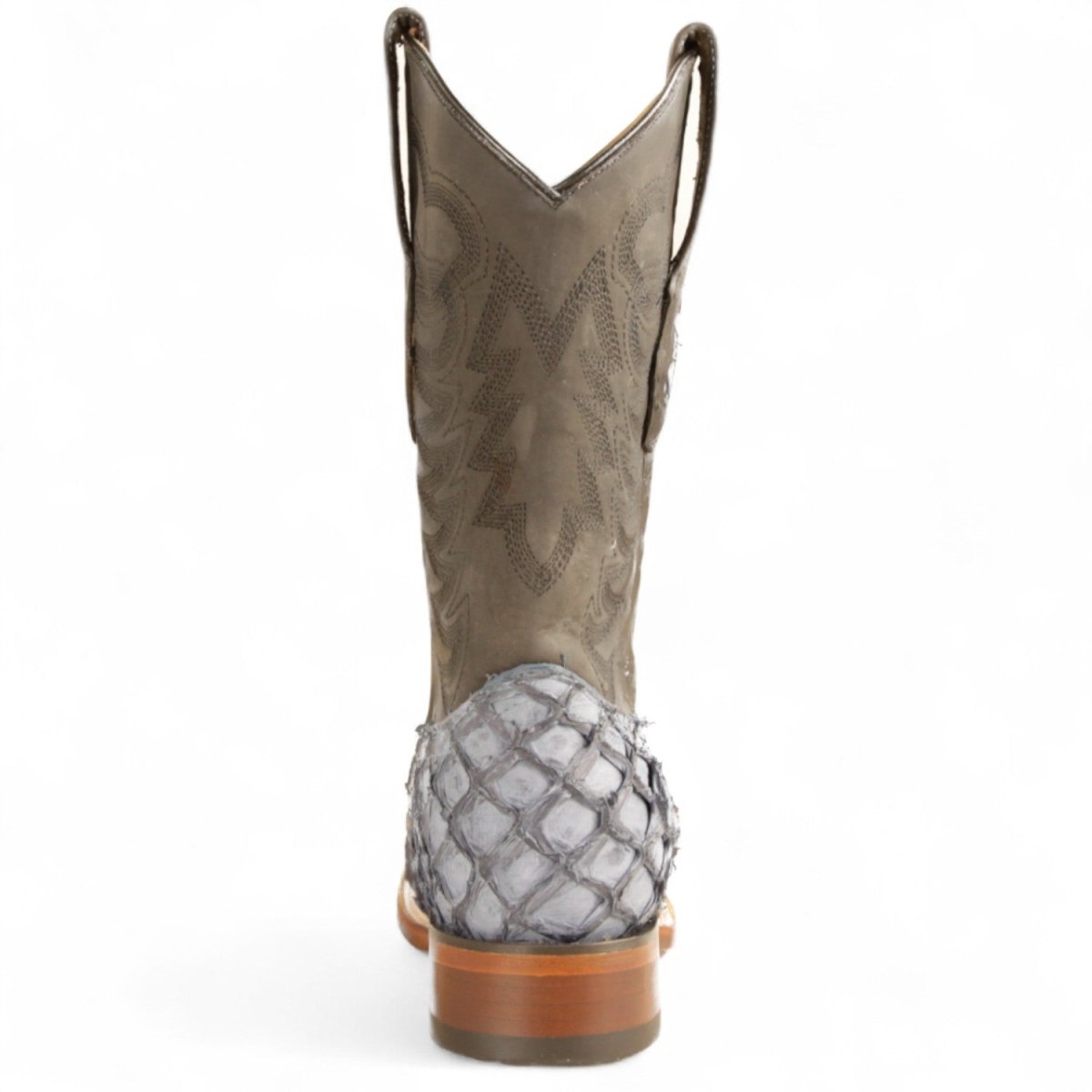 Botas de Pescado Pirarucu Original Punta Rodeo Cuadrada Ancha Color Gris - Los Altos Boots - Los Altos Boots