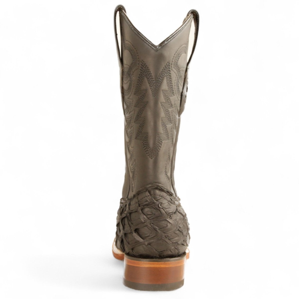 Botas de Pescado Pirarucu Original Punta Rodeo Cuadrada Ancha Color Negro - Los Altos Boots - Los Altos Boots