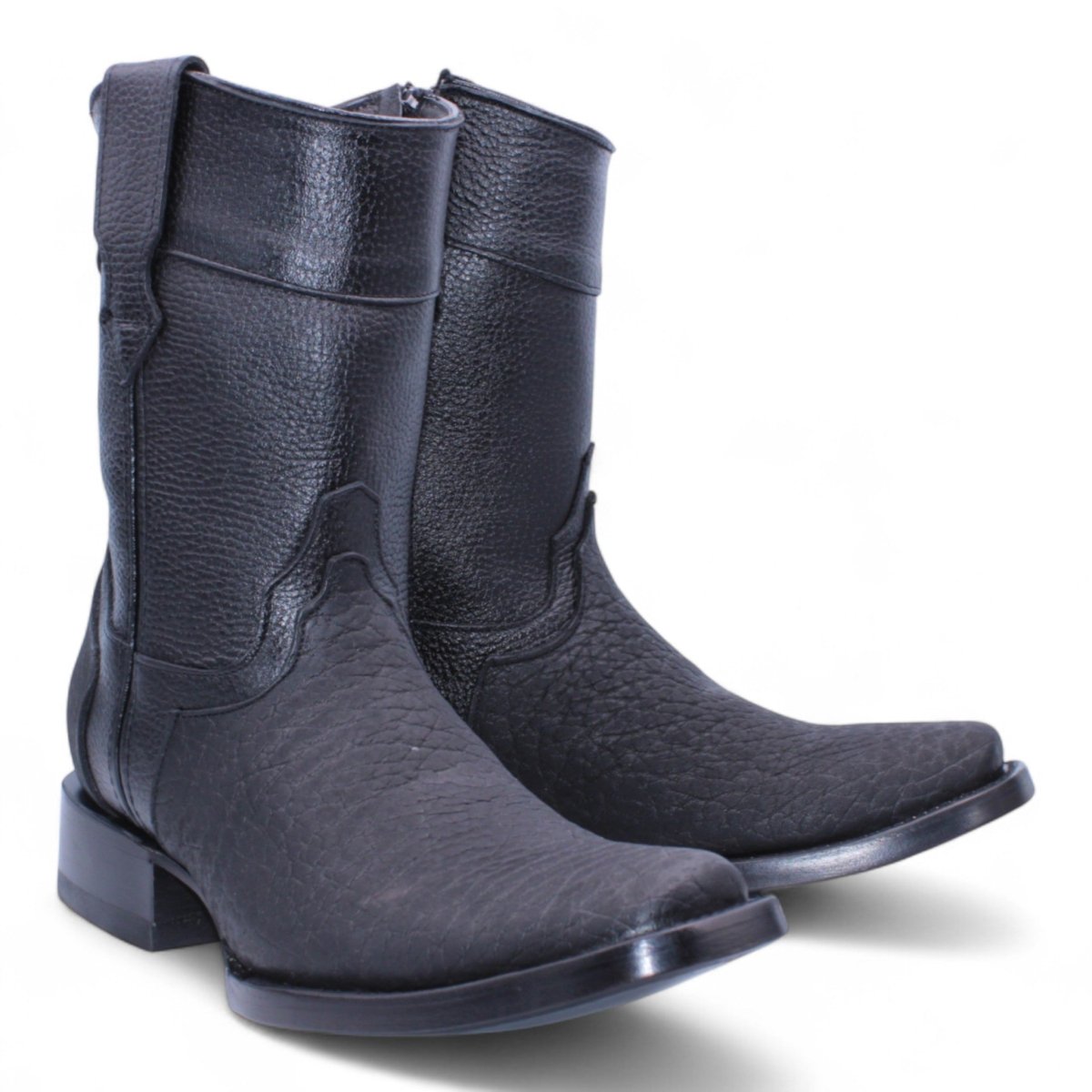 Botas de Piel Cuello de Toro Punta Dubai Cuadrada Para Hombre Color Negro - Hooch Boots - Hooch