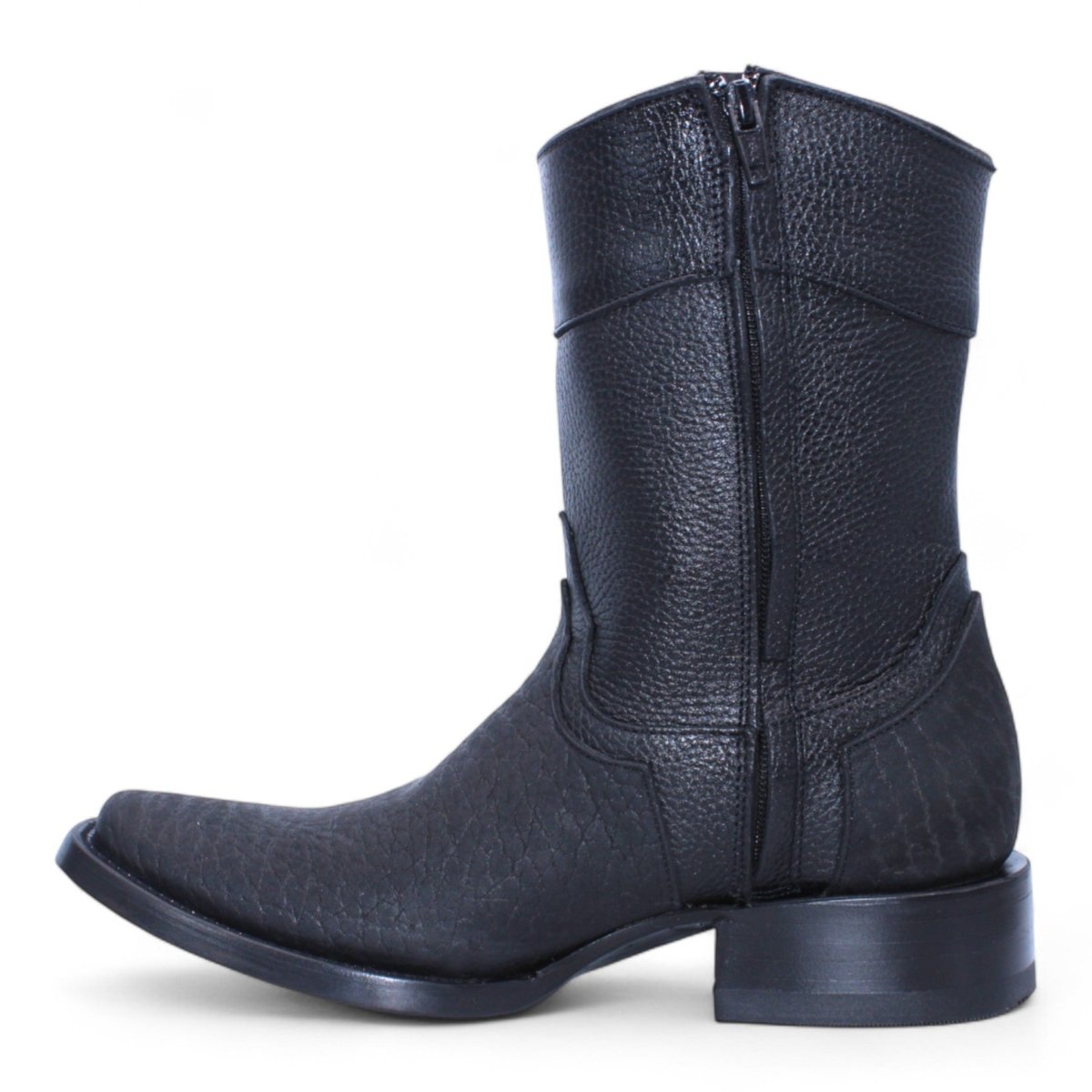 Botas de Piel Cuello de Toro Punta Dubai Cuadrada Para Hombre Color Negro - Hooch Boots - Hooch