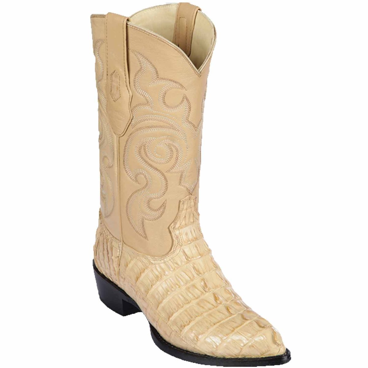 Western Genuine Caiman Tail Boots J Toe Oryx Sand Color - Los Altos Boots side view