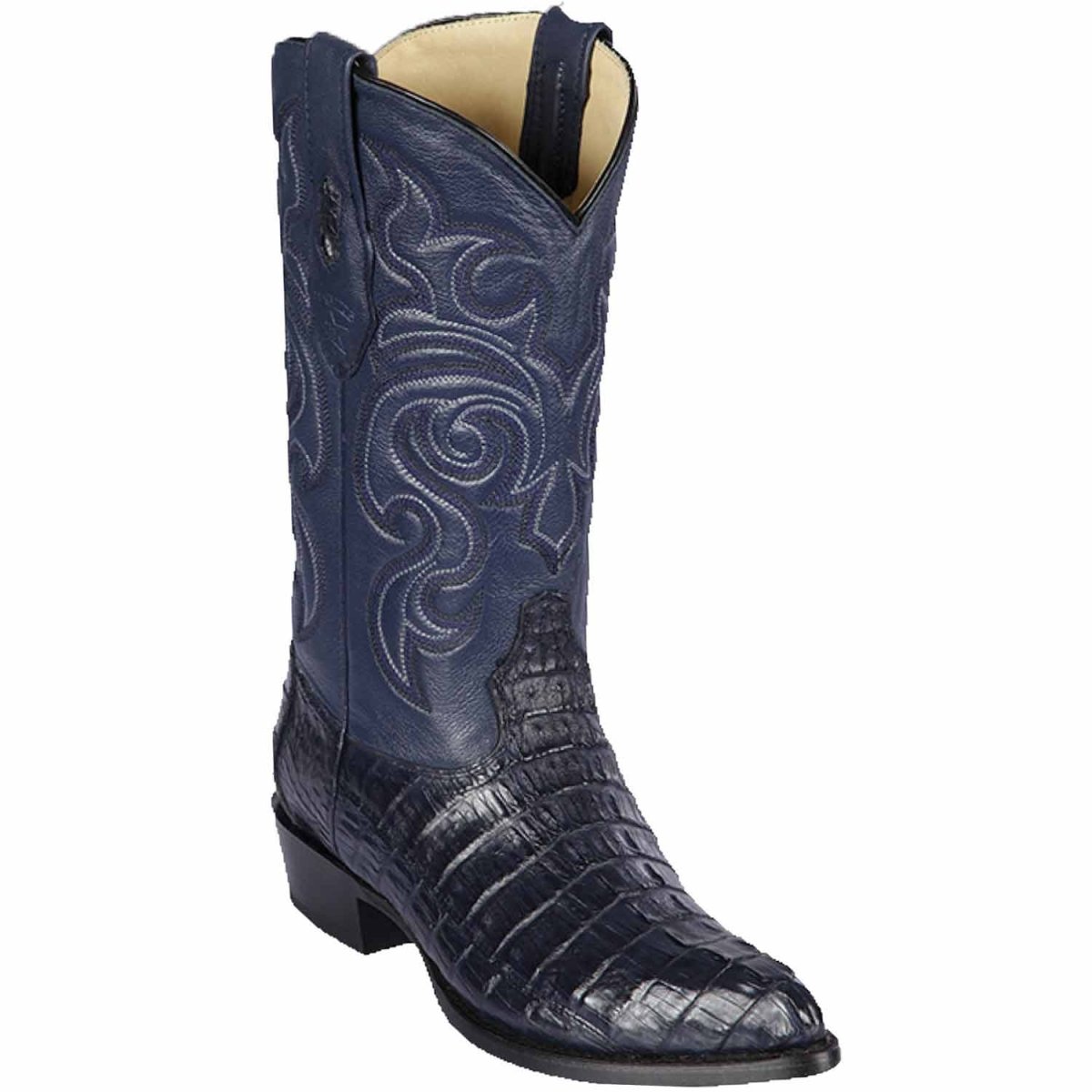 Botas de Piel de Cocodrilo Caiman Cola Horma Puntal Color Azul Navy - Los Altos Boots - Los Altos Boots