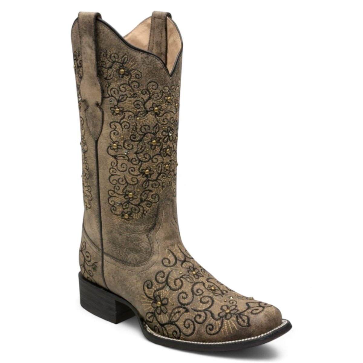 Botas de Piel Original Punta Amplia Cuadrada Para Dama Color Tan - Hooch Boots main image 1