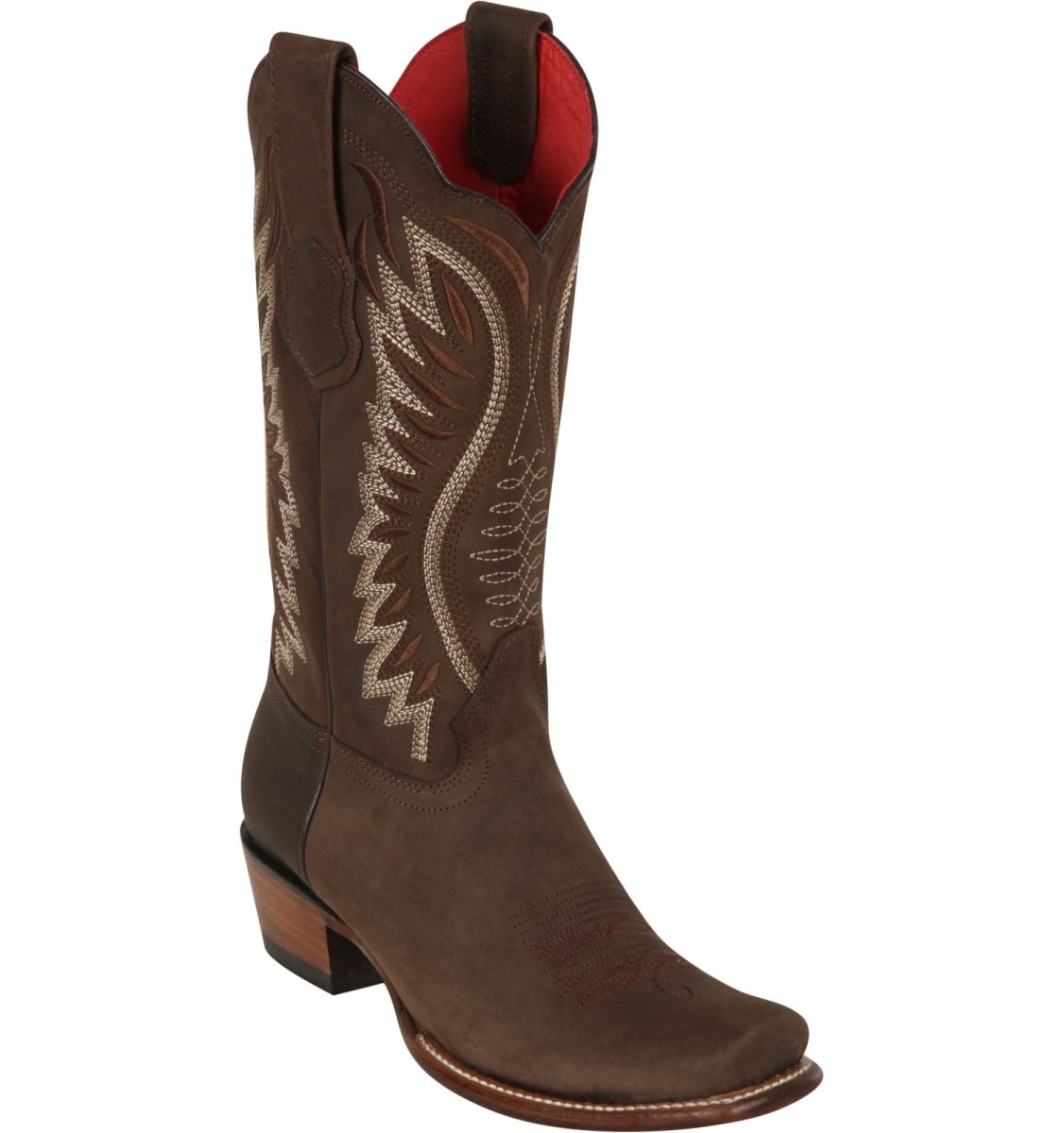 Botas Rodeo de Piel Original Punta Cuadrada Para Dama Color Choco - El General
