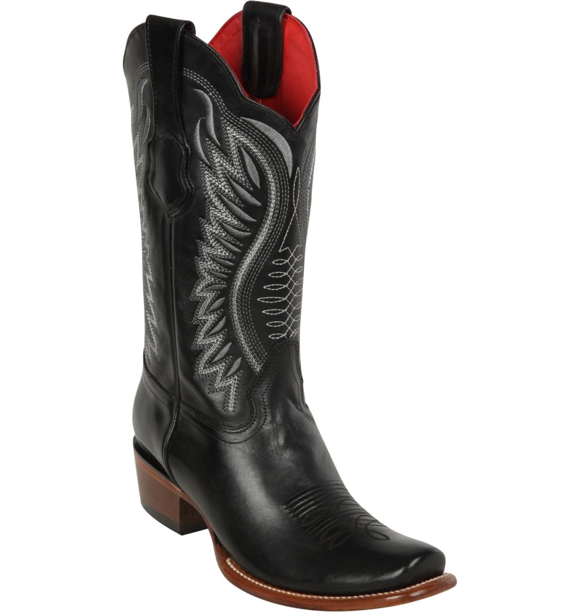 Botas Rodeo de Piel Original Punta Amplia Cuadrada para Dama Color Negro - Los Altos Boots main image 0