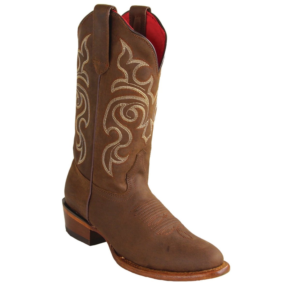 Women´s Western Genuine Leather Oval Toe Boots Crazy Brown Color - Los Altos Boots