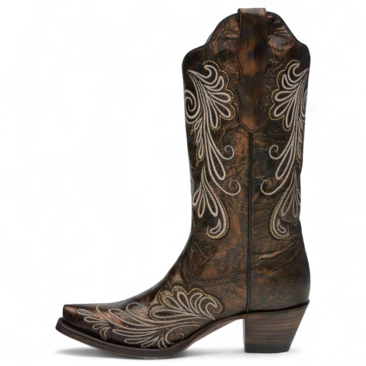 Botas de Piel Original Punta Recortada en Cobre Metalico - Ive West - Rudel & Co.