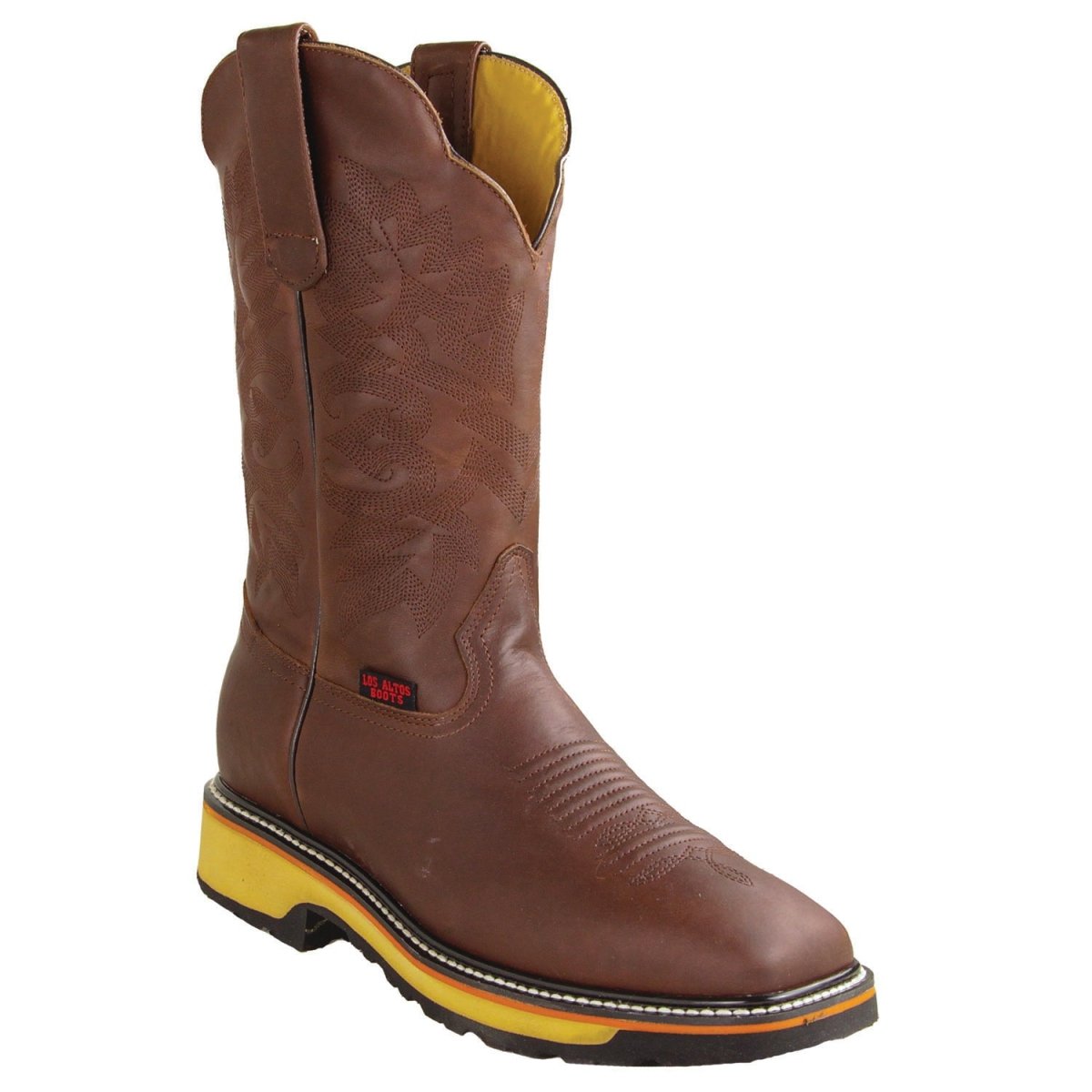 Botas de Piel Original Punta Rodeo Cuadrada Ancha Color Cafe Graso - Los Altos Boots - Los Altos Boots