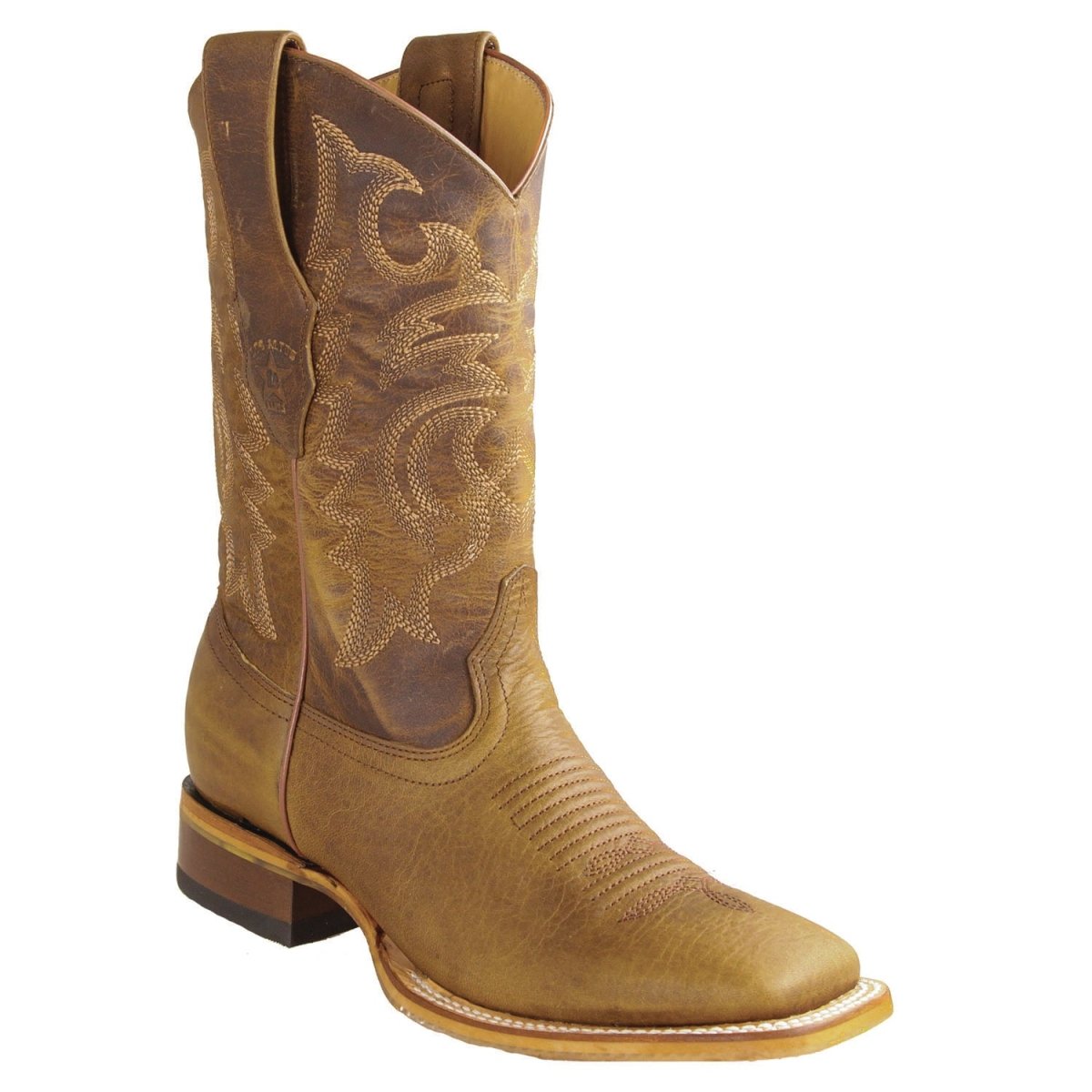 Botas de Piel Original Punta Rodeo Cuadrada Ancha Color Miel - Los Altos Boots - Los Altos Boots